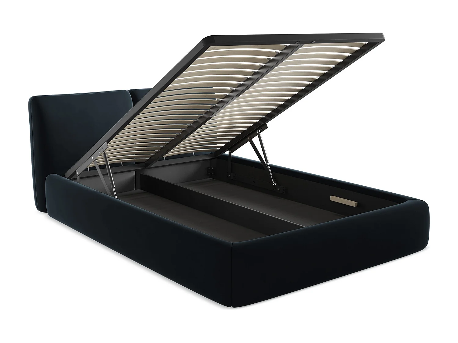 Bett mit Bettkasten - 160 x 228 - Samt - Königsblau - HOKU