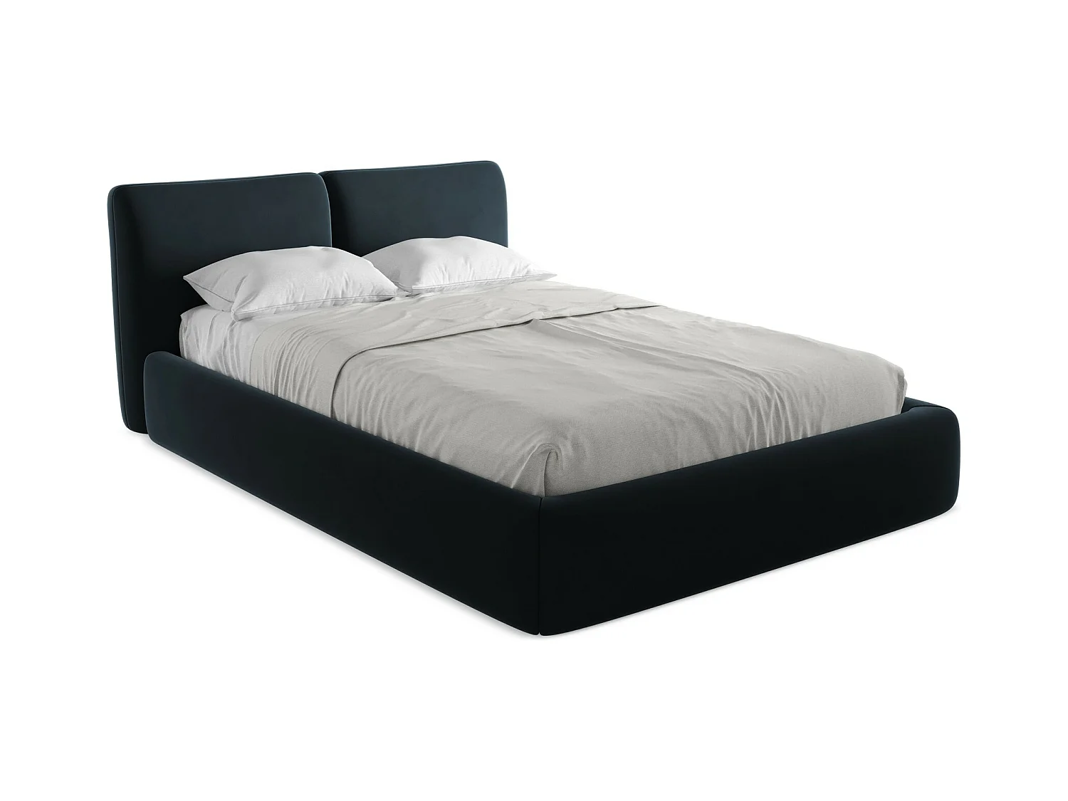 Bett mit Bettkasten - 160 x 228 - Samt - Königsblau - HOKU