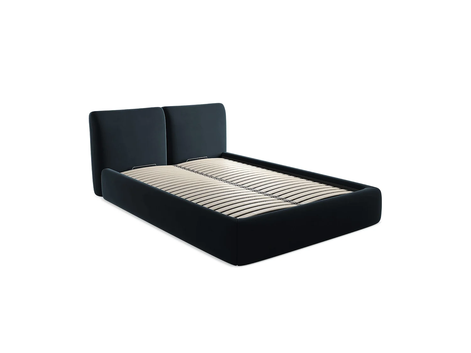 Lit coffre en velours 160 x 228 - bleu royal - MILANO