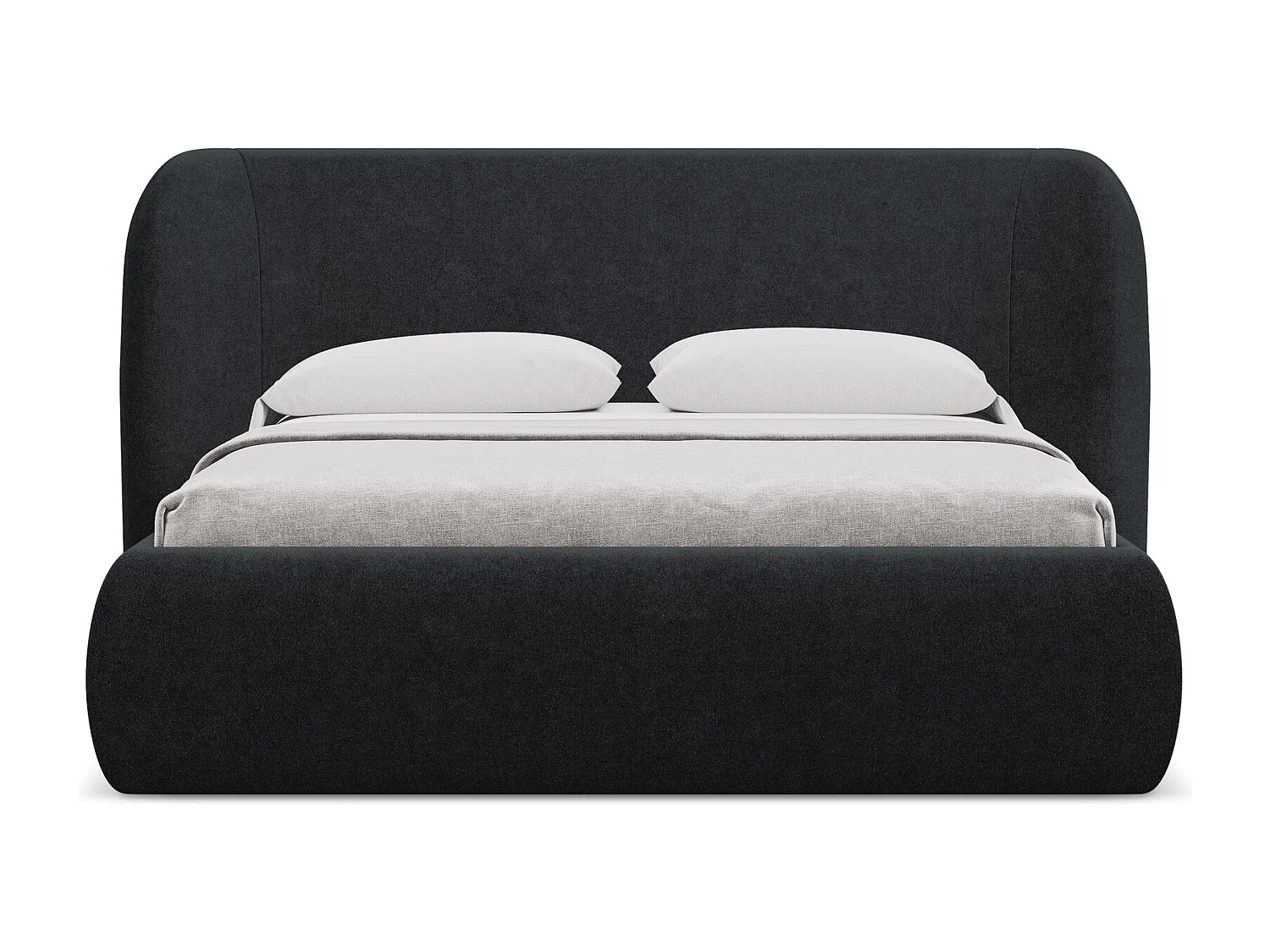 Lit coffre en tissu bouclette 140 x 200 - noir - HAUKE