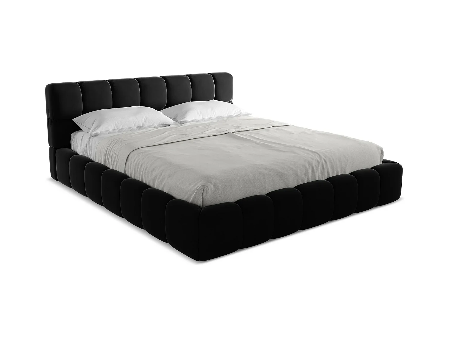 Lit coffre en velours 180 x 200 - noir - NALU