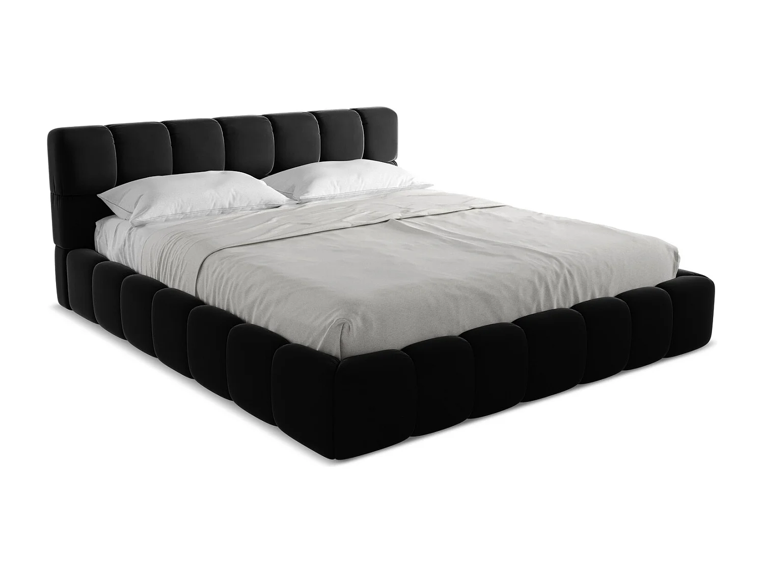 Lit coffre en velours 180 x 200 - noir - NALU