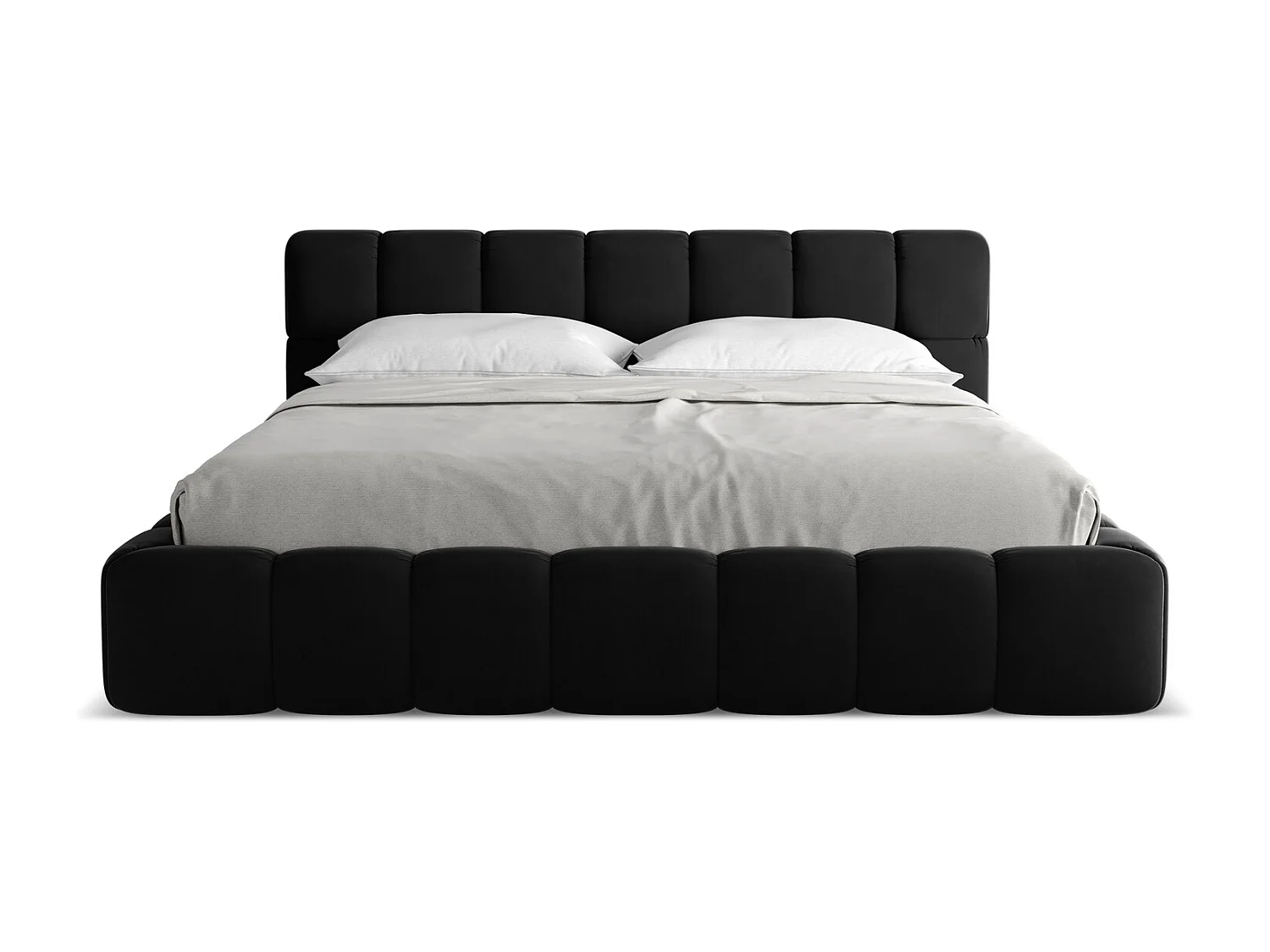 Lit coffre en velours 180 x 200 - noir - NALU