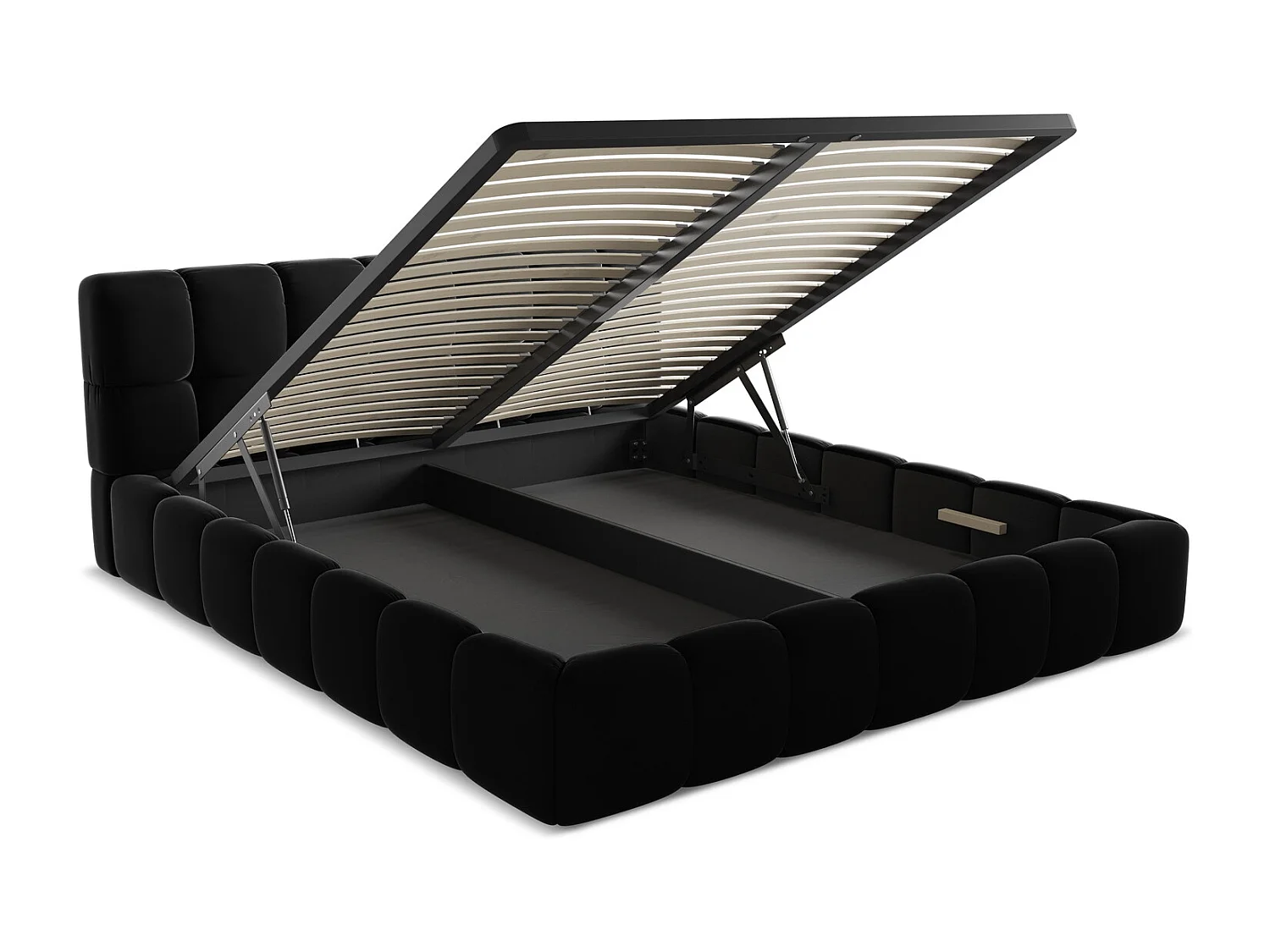 Lit coffre en velours 180 x 200 - noir - NALU