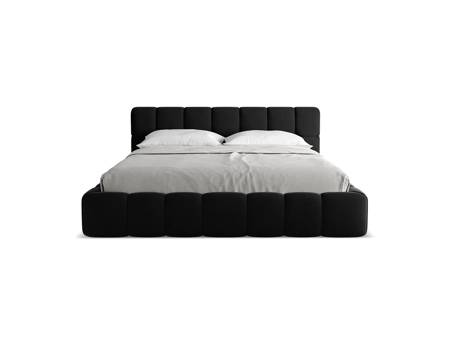 Bett mit Bettkasten - 200 x 228 - Samt - Schwarz - ROMA