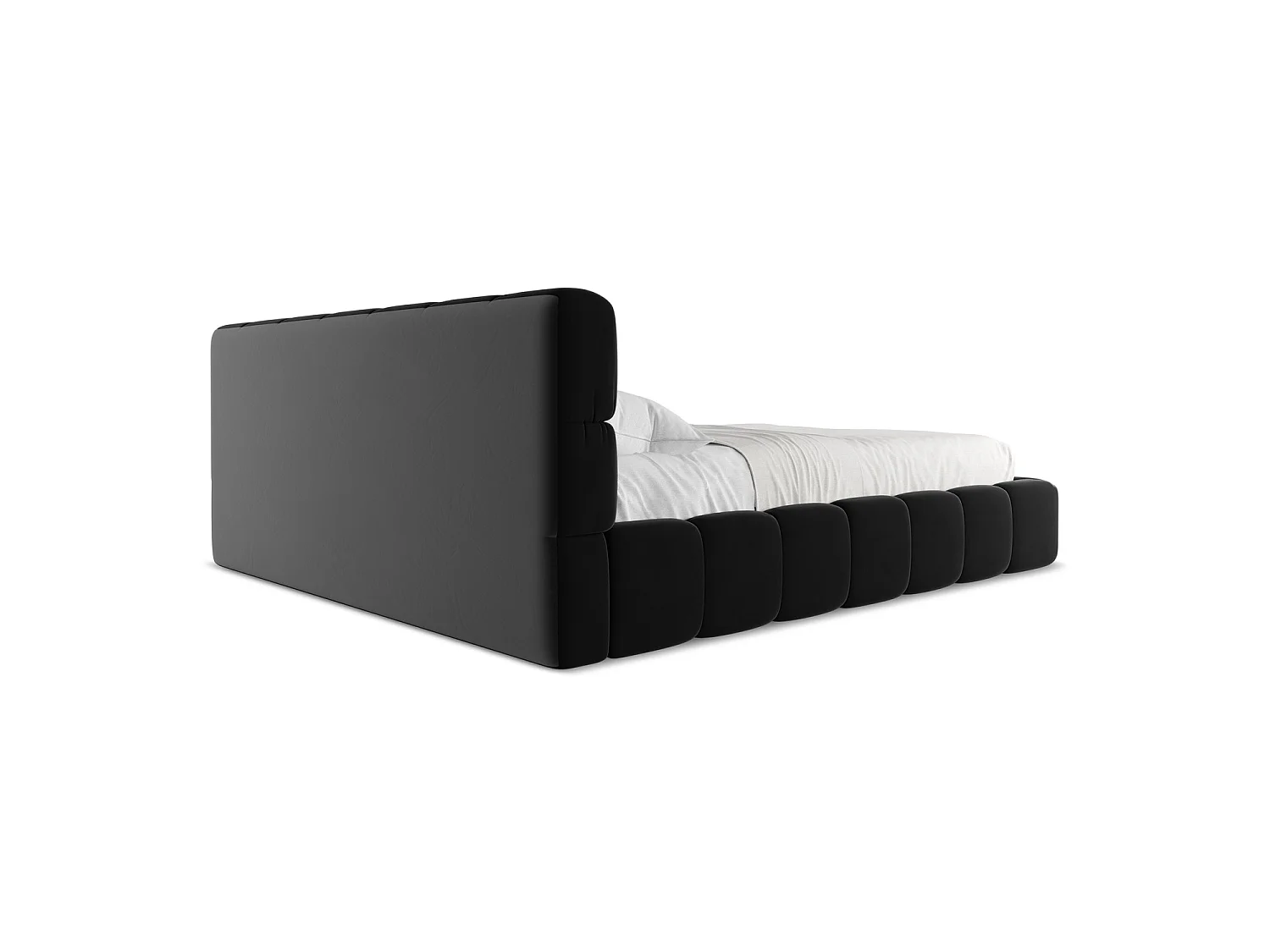 Bett mit Bettkasten - 200 x 228 - Samt - Schwarz - ROMA
