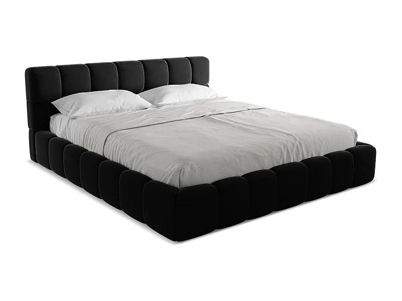 Lit coffre en velours 180 x 200 - noir - NALU