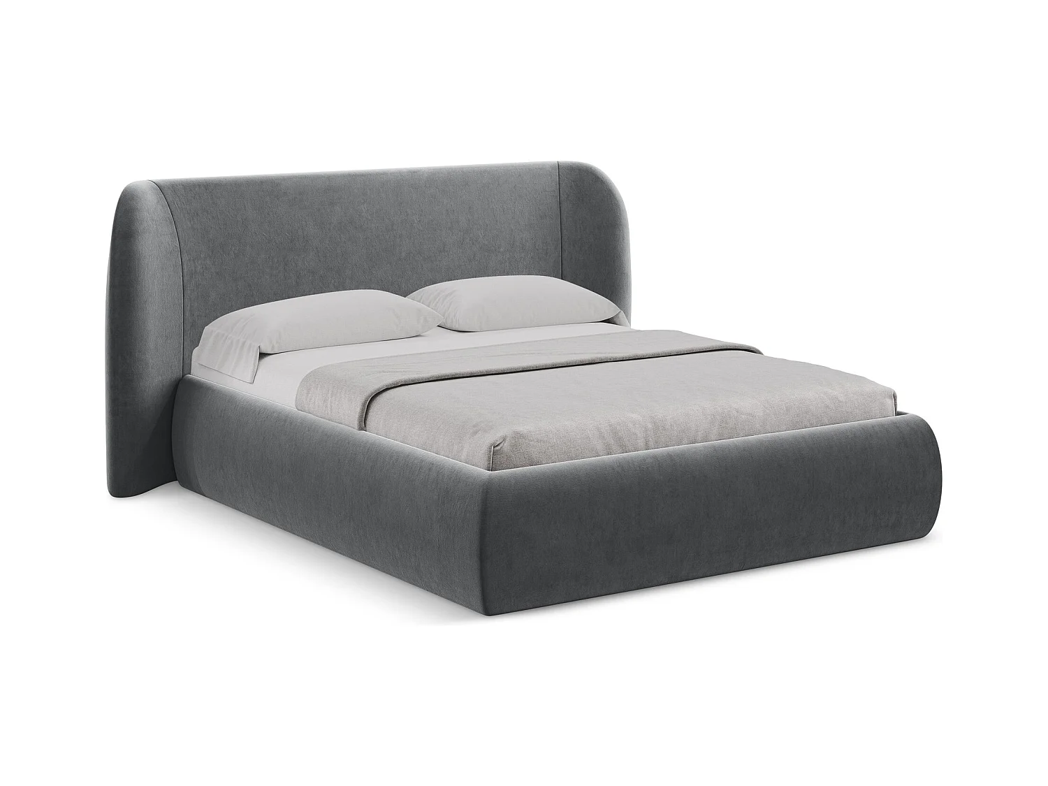 Bett mit Bettkasten - 230 x 215 - Samt - Stahl - HAUKE