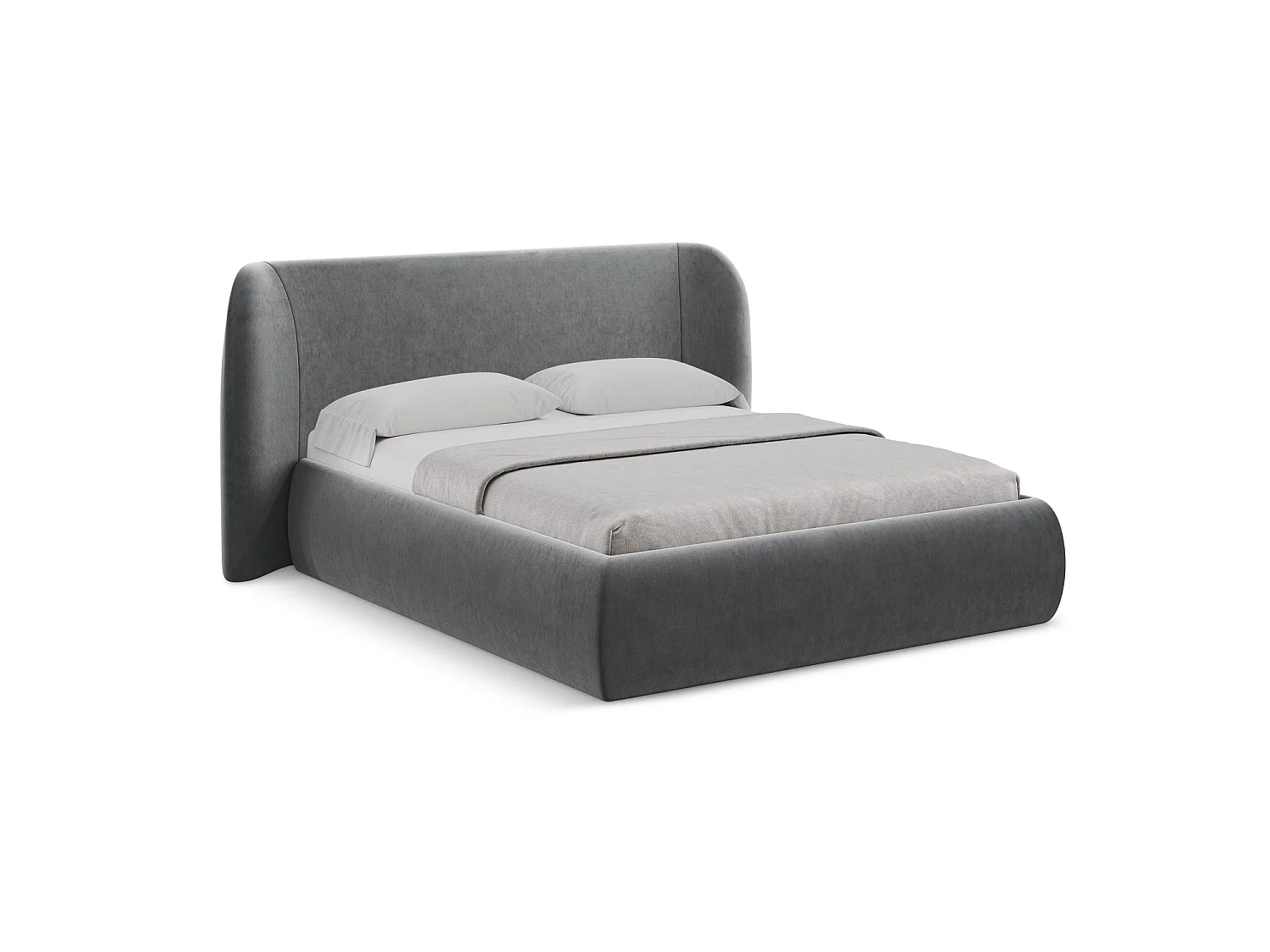 Lit coffre en velours 230 x 215 - acier - TRIESTE