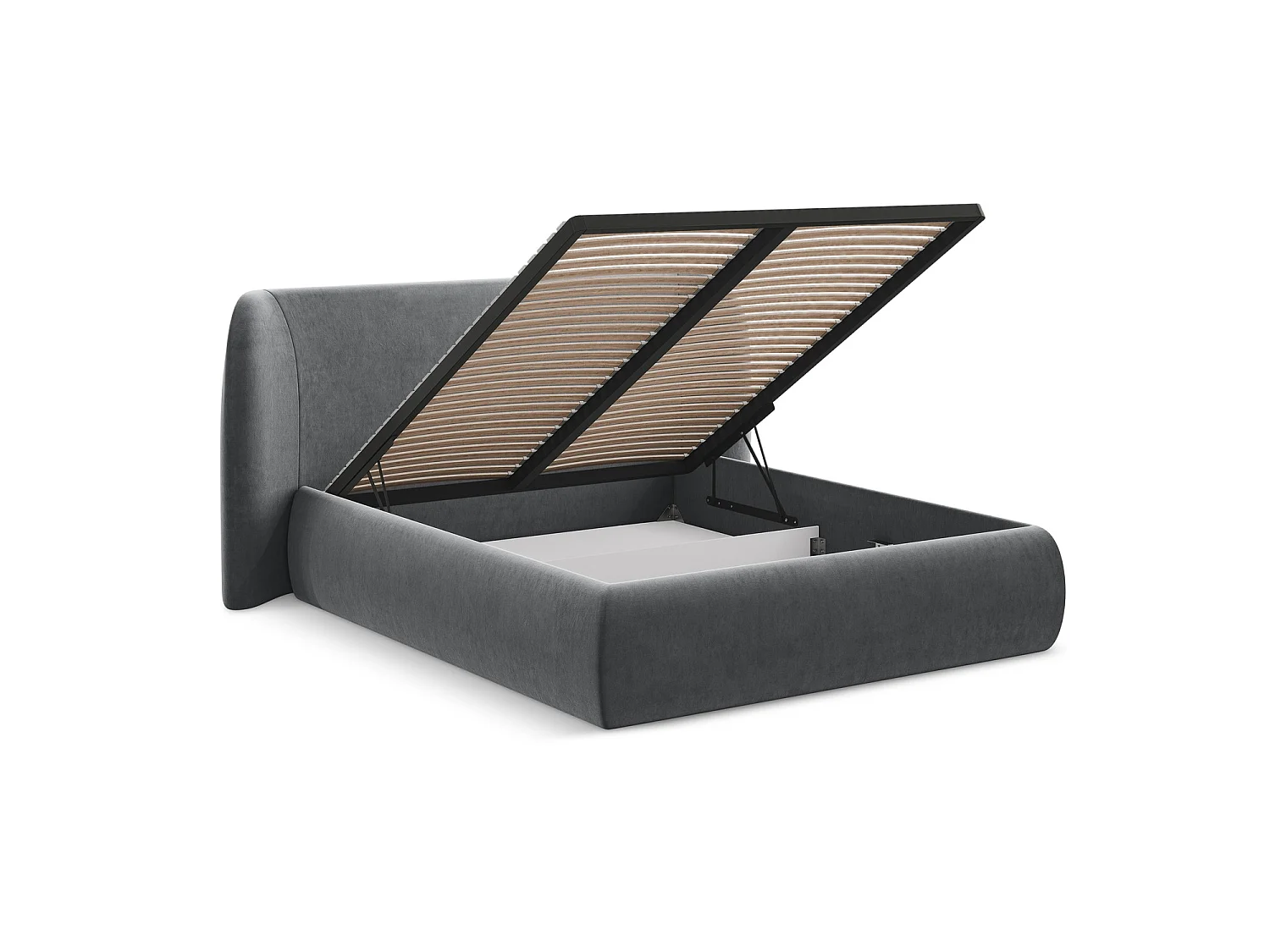 Lit coffre en velours 230 x 215 - acier - TRIESTE