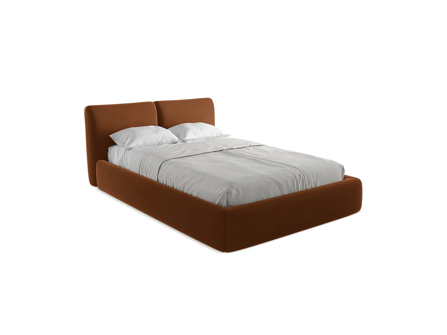 Lit coffre en velours 160 x 228 - terre cuite - MILANO