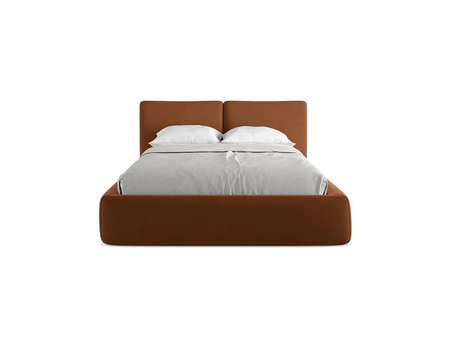 Lit coffre en velours 160 x 228 - terre cuite - MILANO