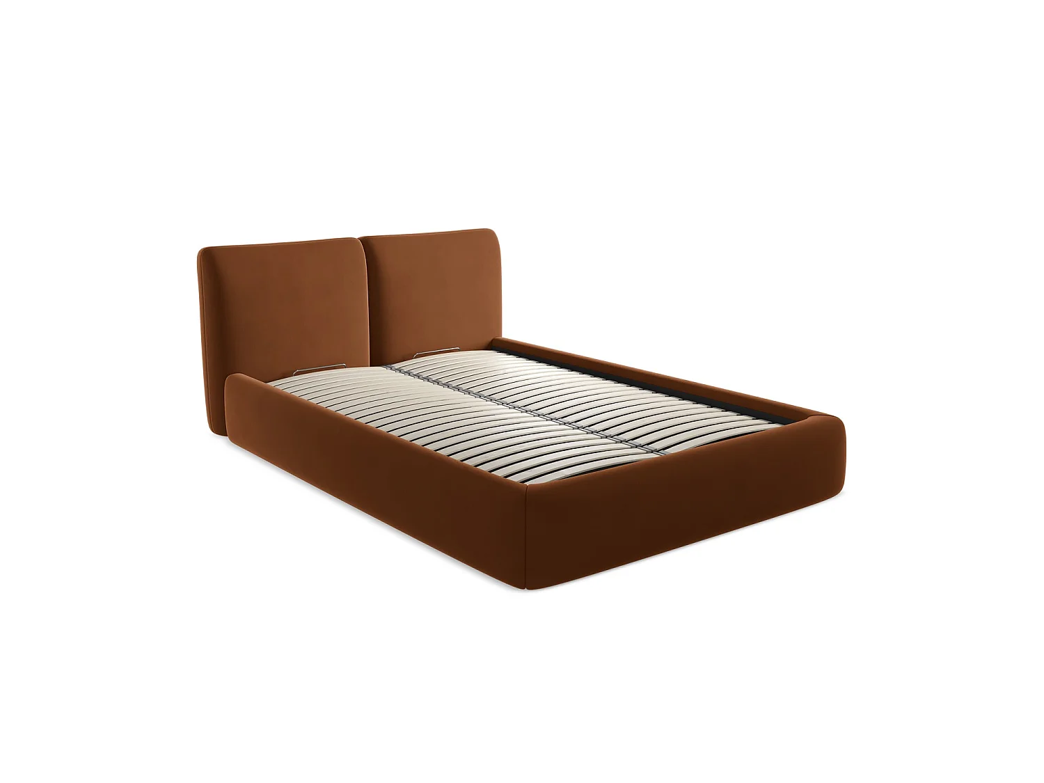 Lit coffre en velours 160 x 228 - terre cuite - MILANO