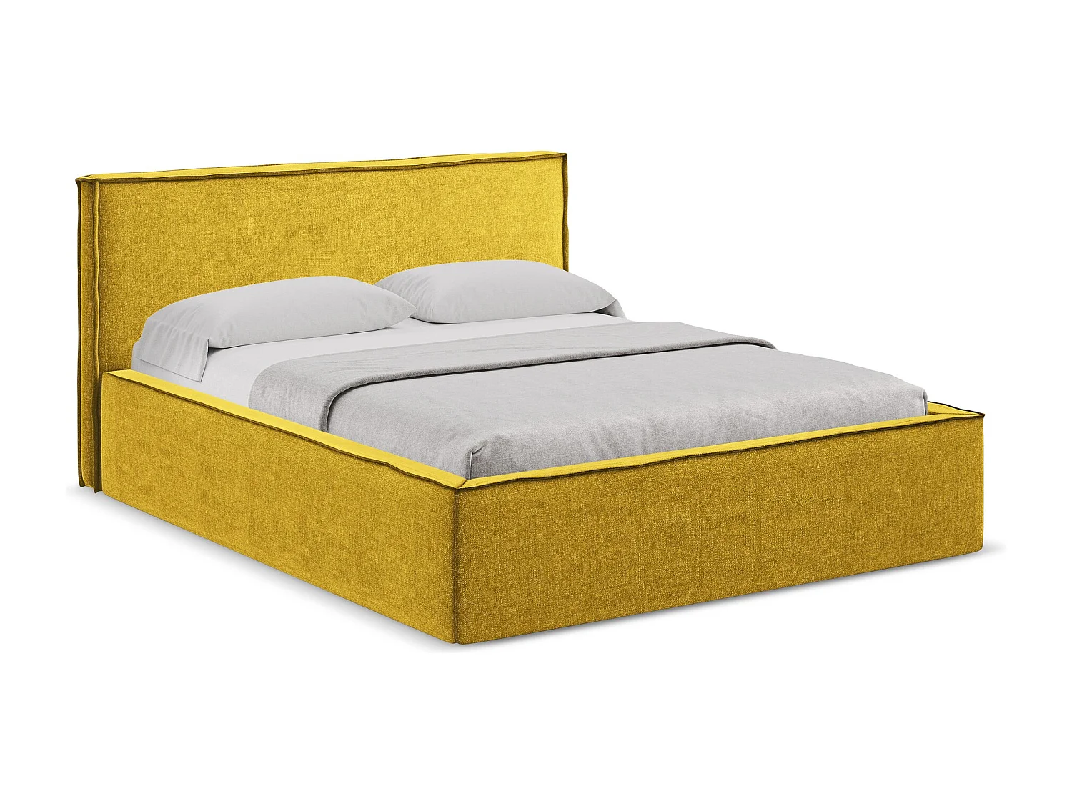 Lit coffre en tissu chenille 140 x 200 - moutarde - ANANI