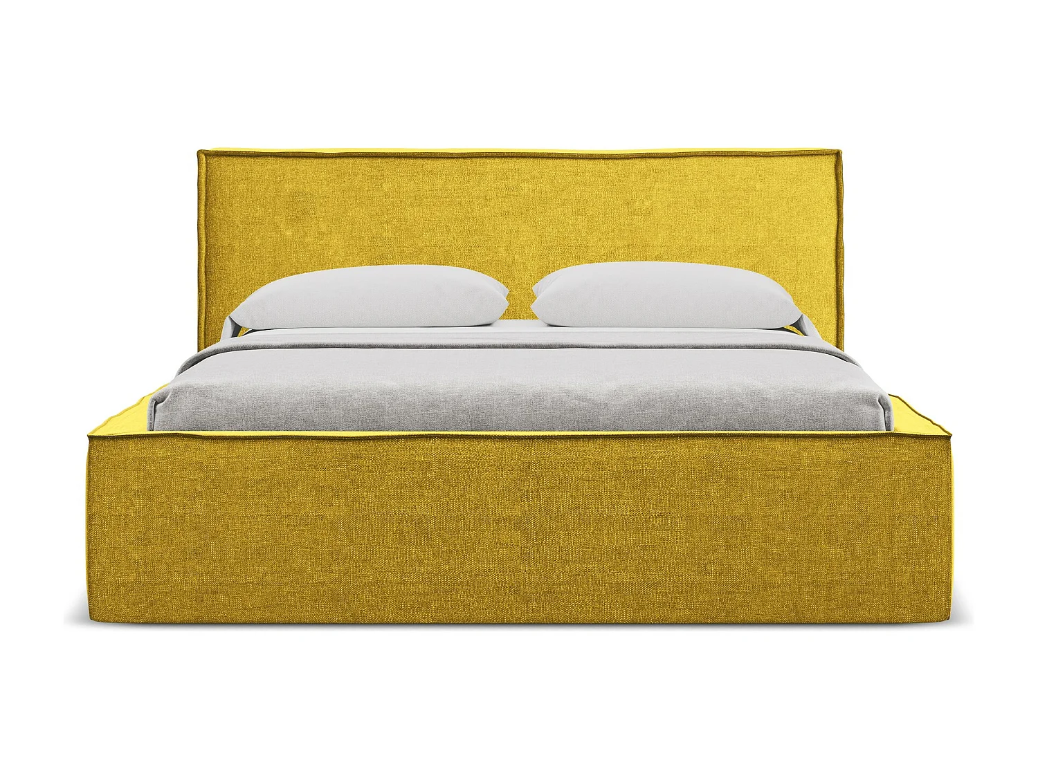 Lit coffre en tissu chenille 140 x 200 - moutarde - ANANI