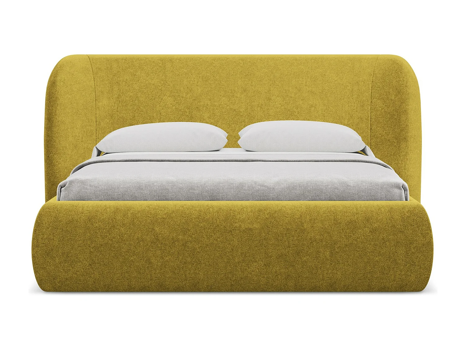 Lit coffre en tissu bouclette 140 x 200 - moutarde - HAUKE