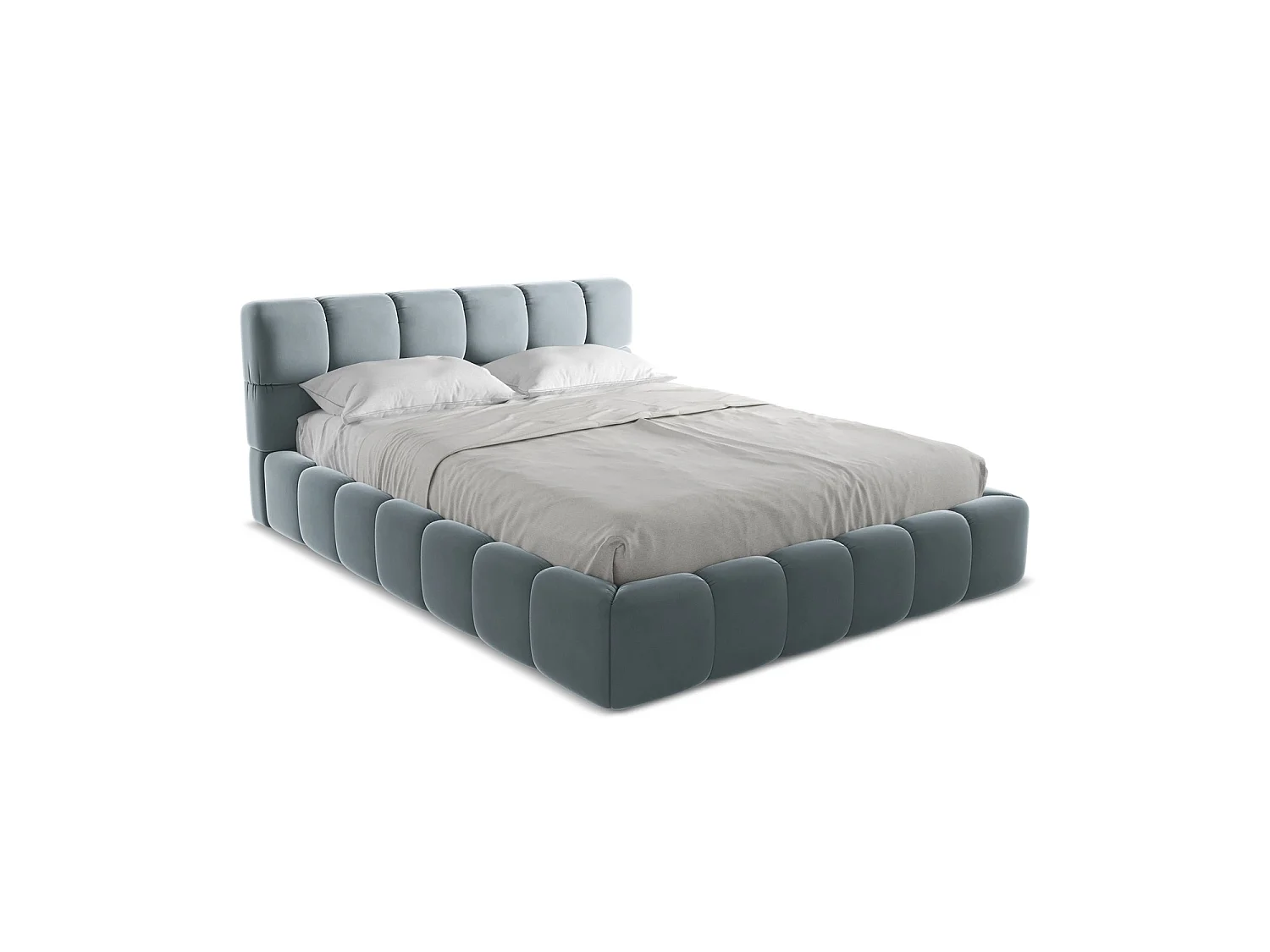 Bed met opbergruimte 180 x 228 - velours - lichtblauw - ROMA