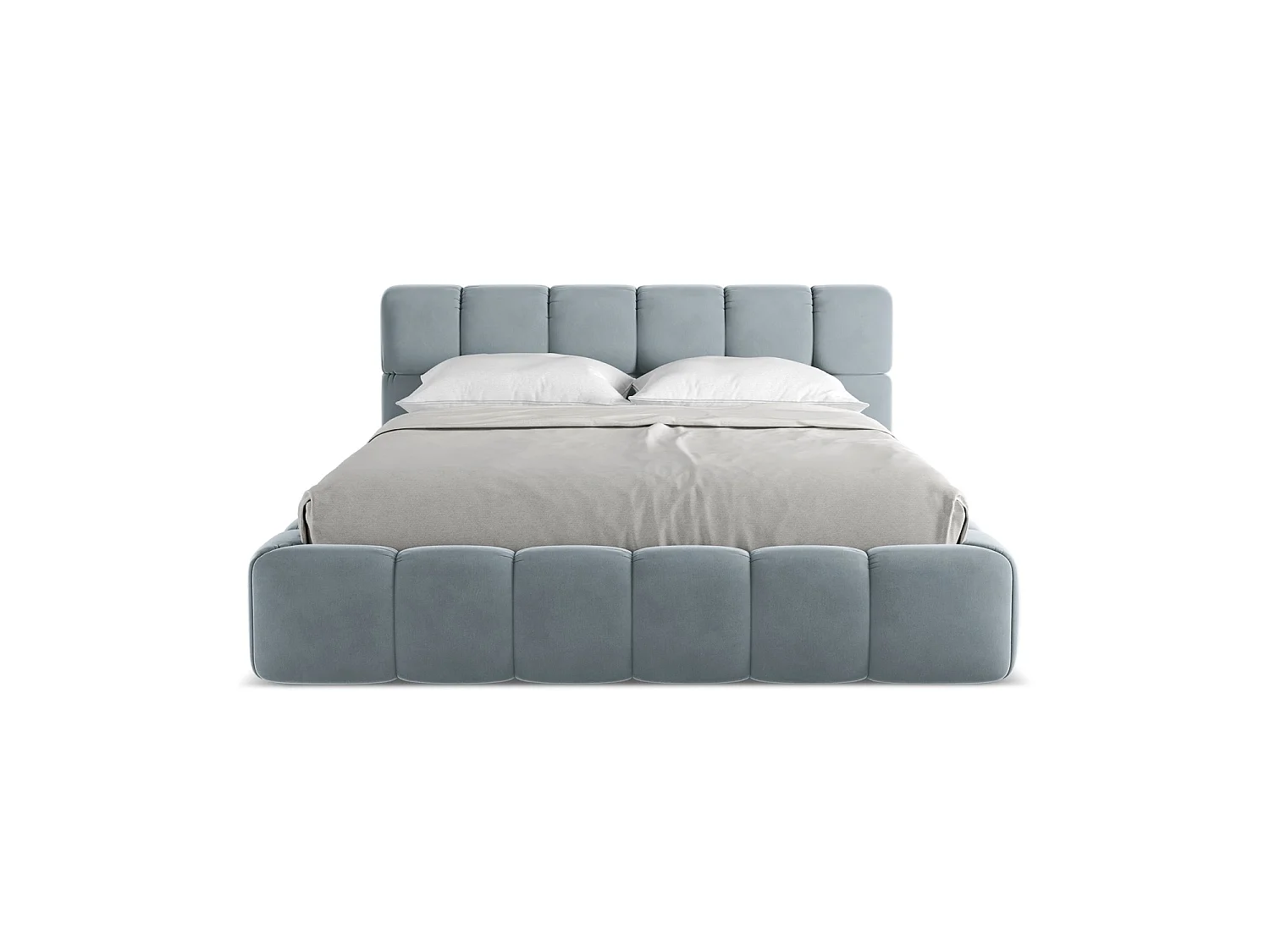 Bed met opbergruimte 180 x 228 - velours - lichtblauw - ROMA