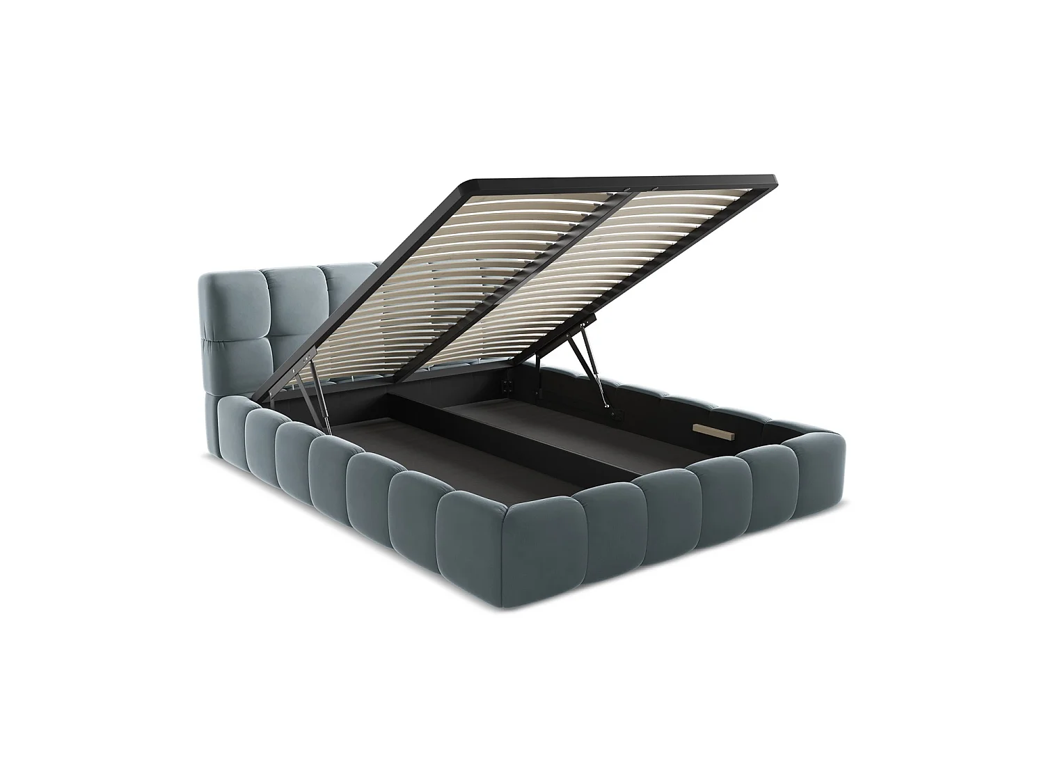 Bed met opbergruimte 180 x 228 - velours - lichtblauw - ROMA