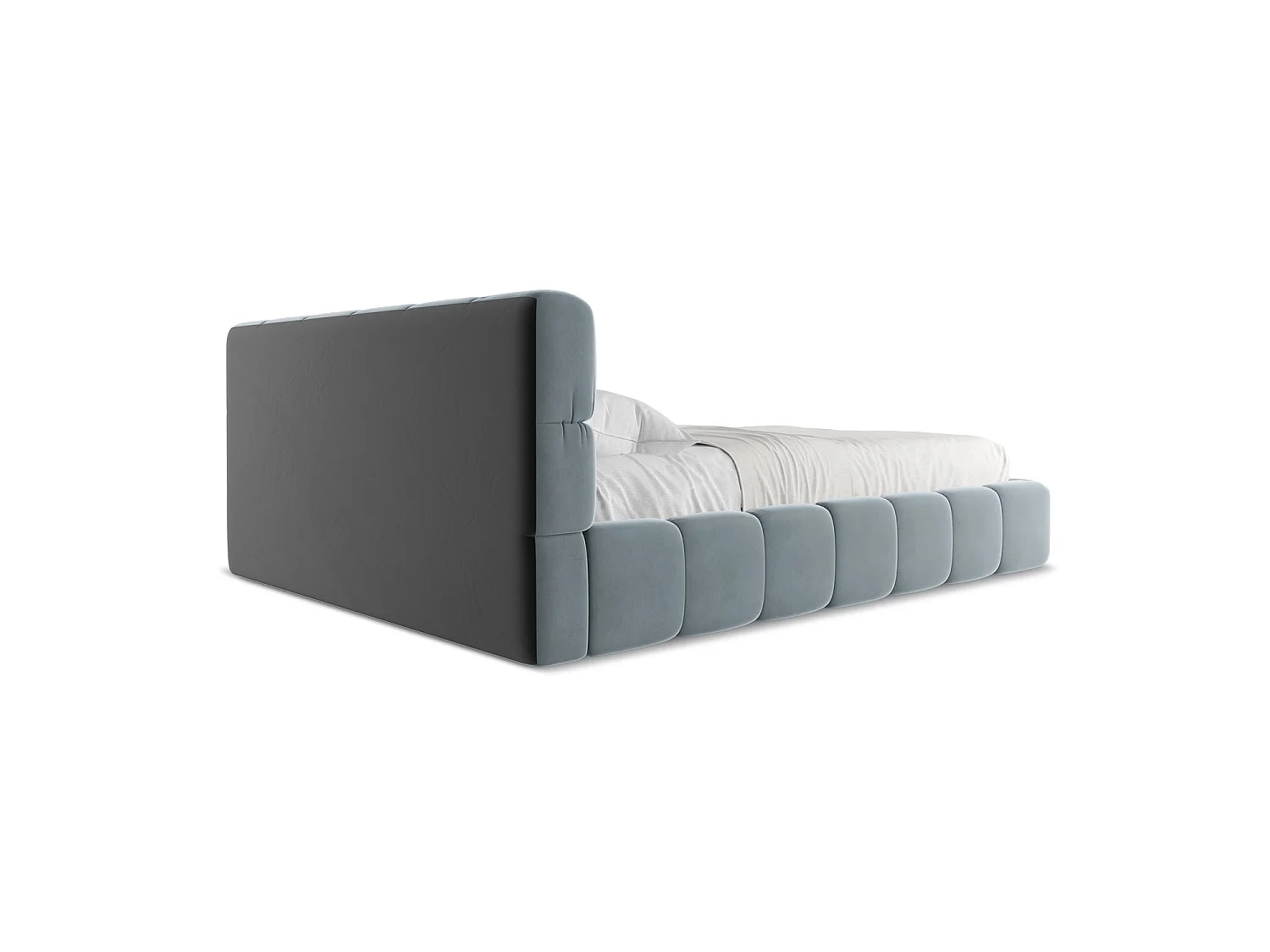 Bed met opbergruimte 180 x 228 - velours - lichtblauw - ROMA