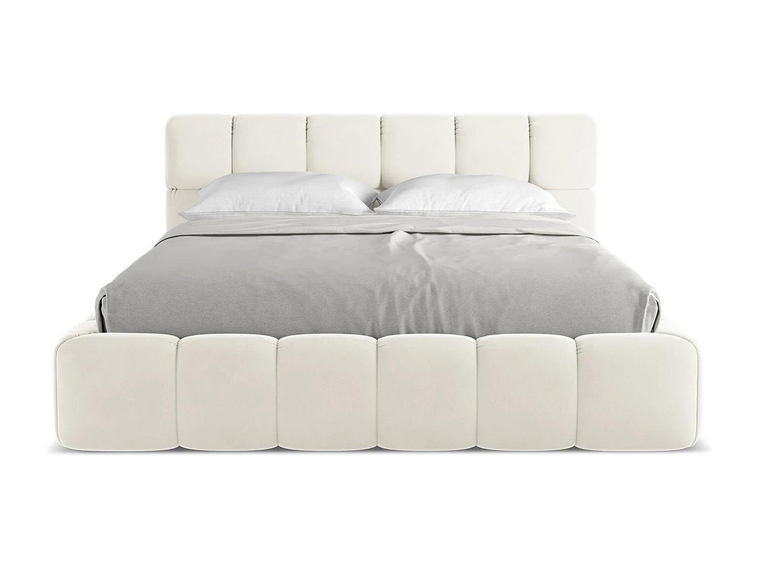 Lit coffre en velours 160 x 200 - beige clair - NALU