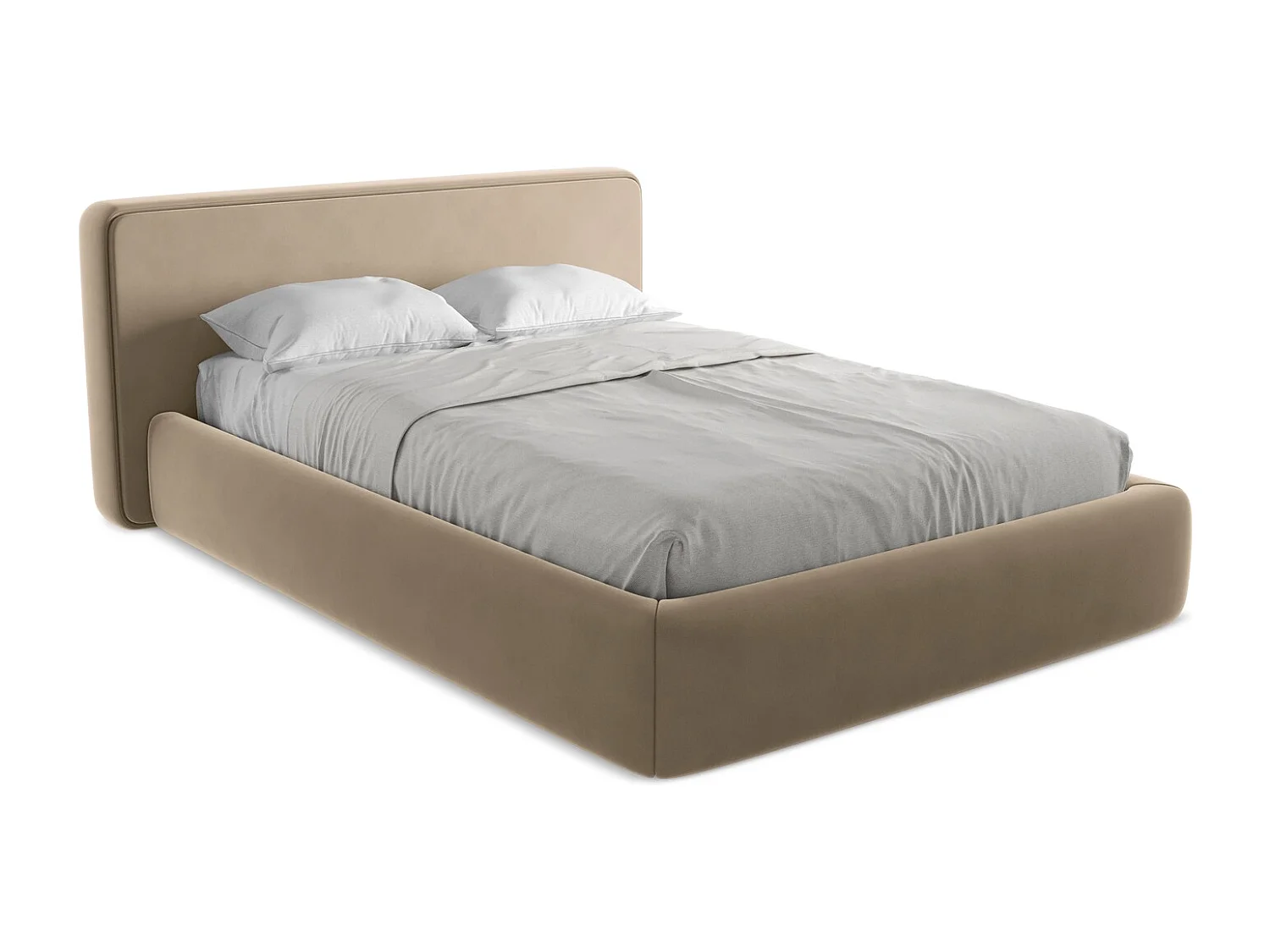 Bed met opbergruimte 180 x 225 - velours - lichtbeige - KIANA