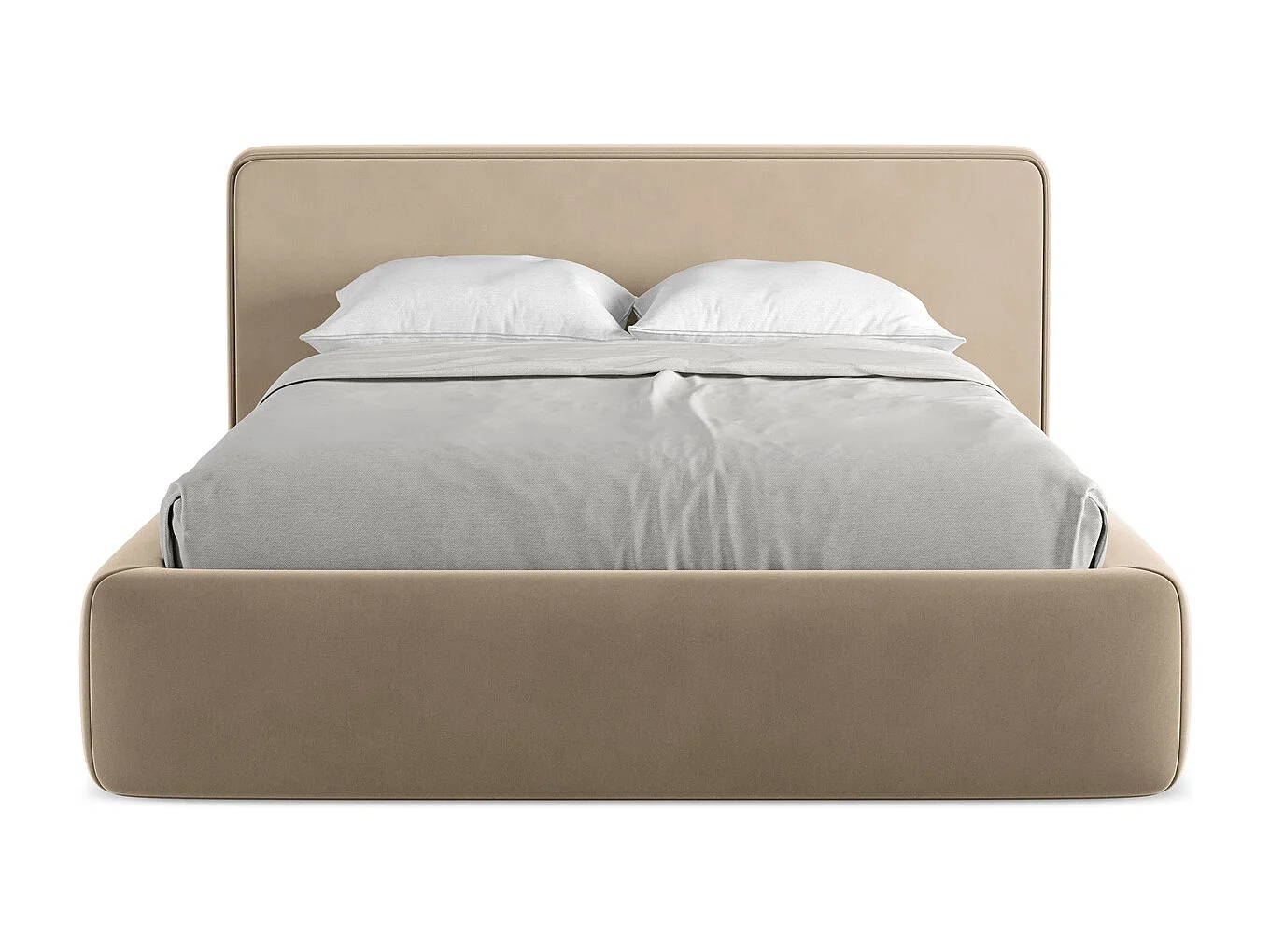 Bed met opbergruimte 180 x 225 - velours - lichtbeige - KIANA