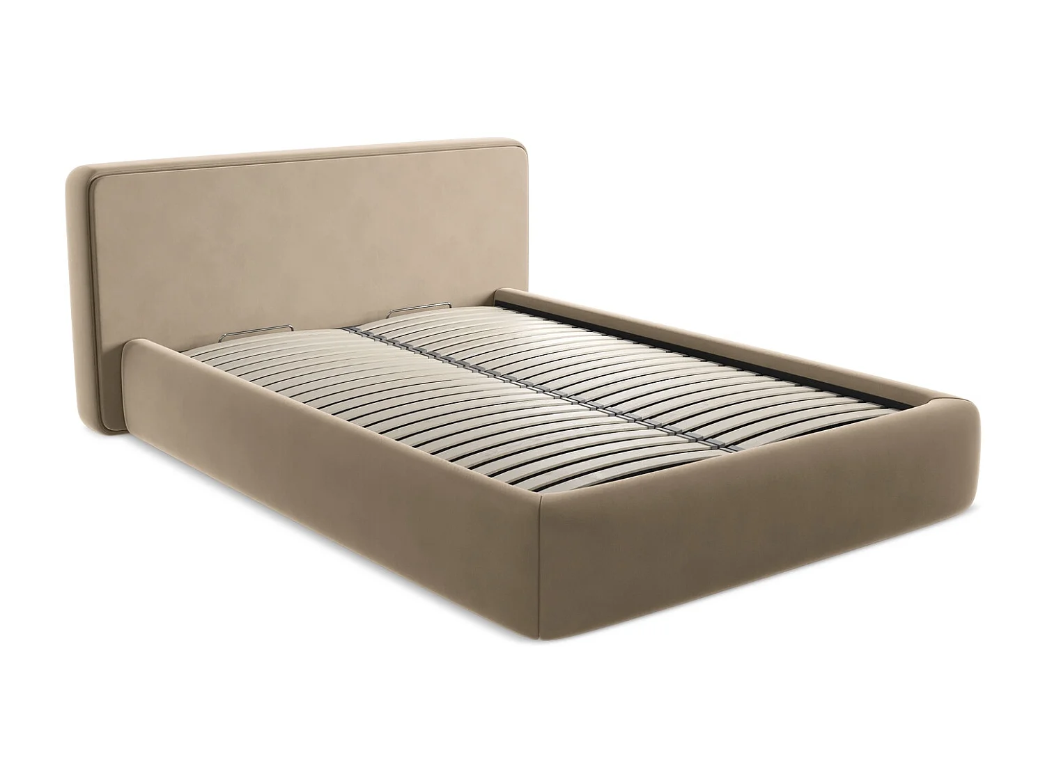 Lit coffre en velours 140 x 200 - beige clair - KIANA