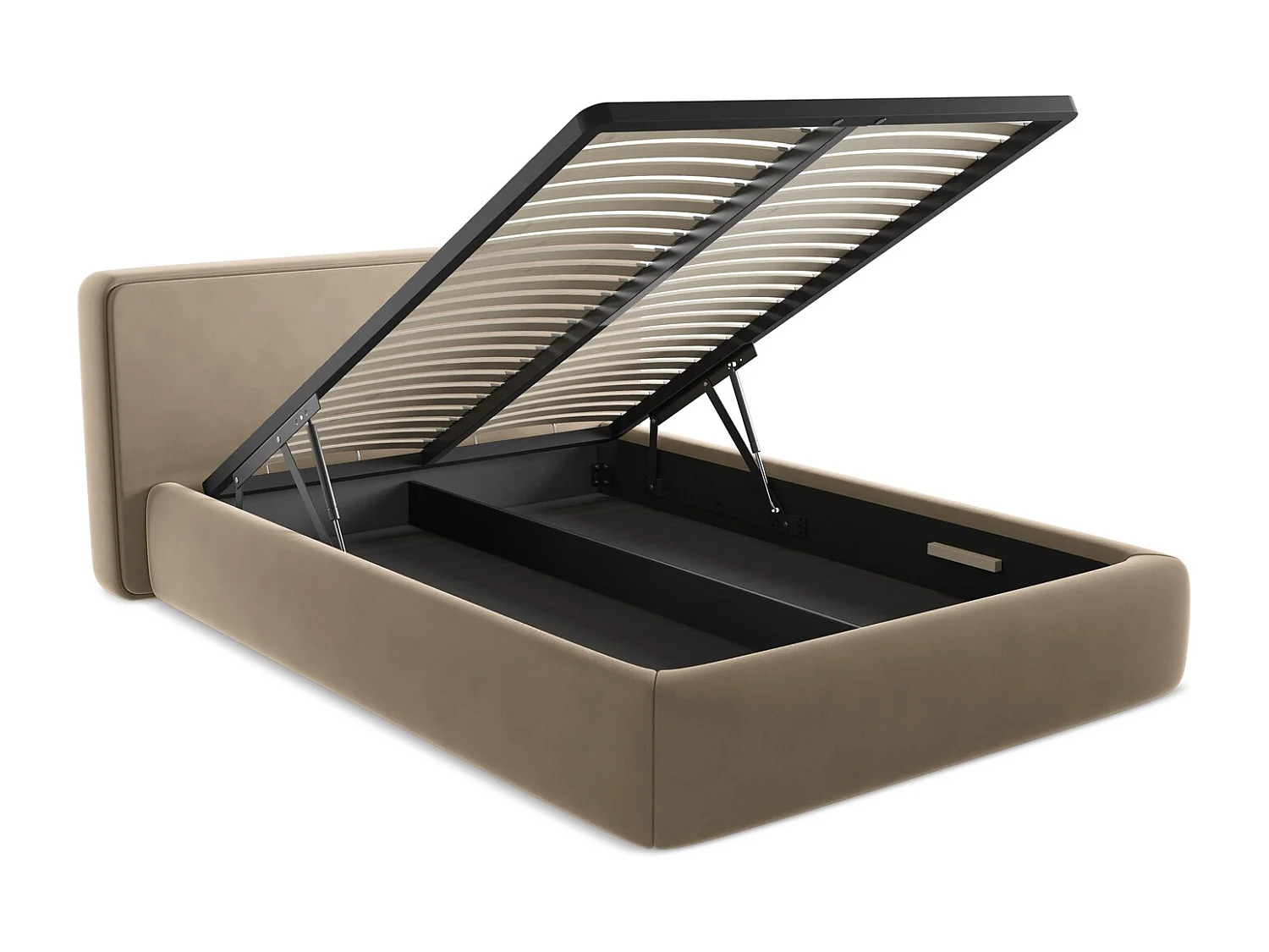 Lit coffre en velours 140 x 200 - beige clair - KIANA