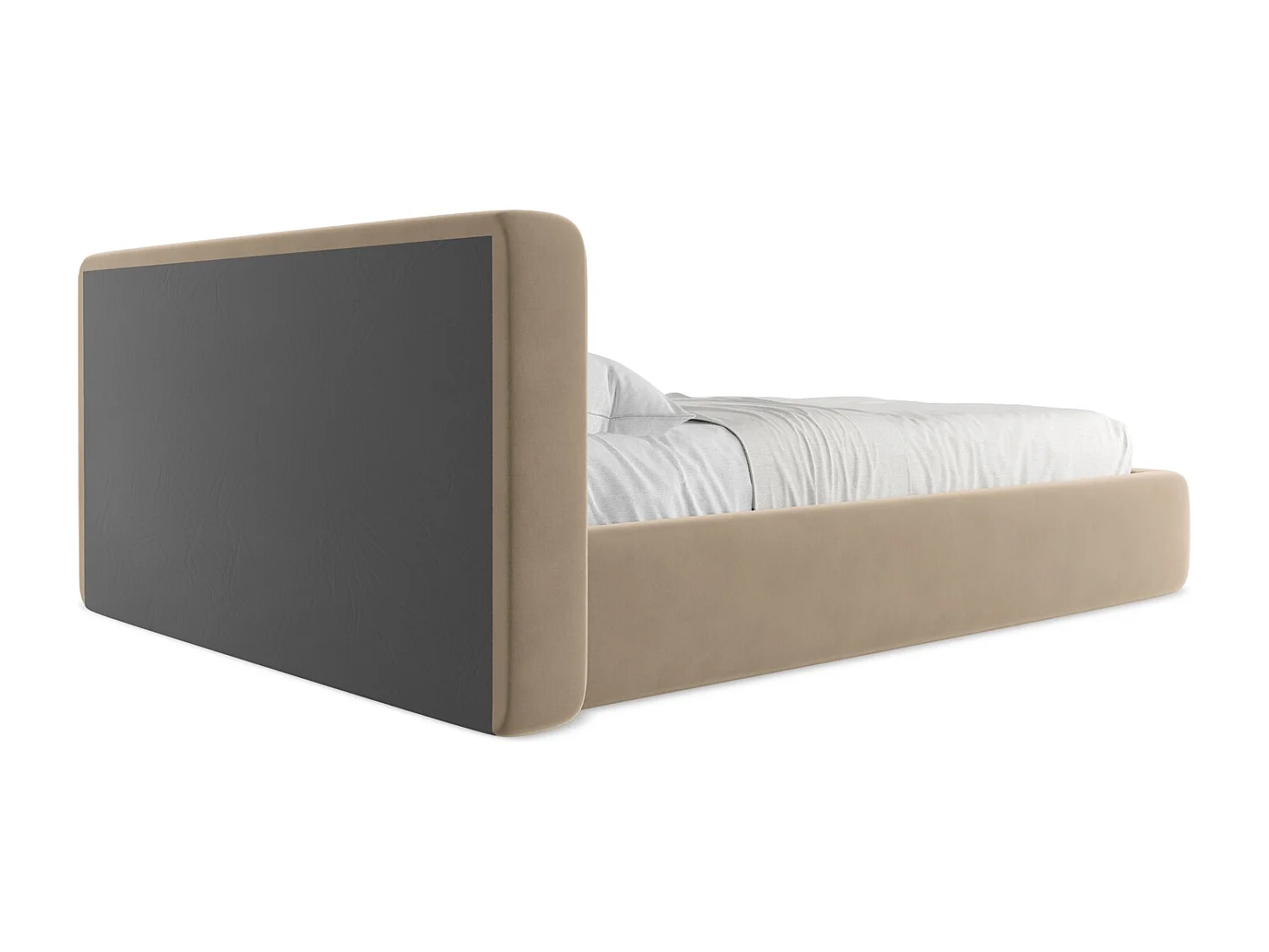Lit coffre en velours 140 x 200 - beige clair - KIANA