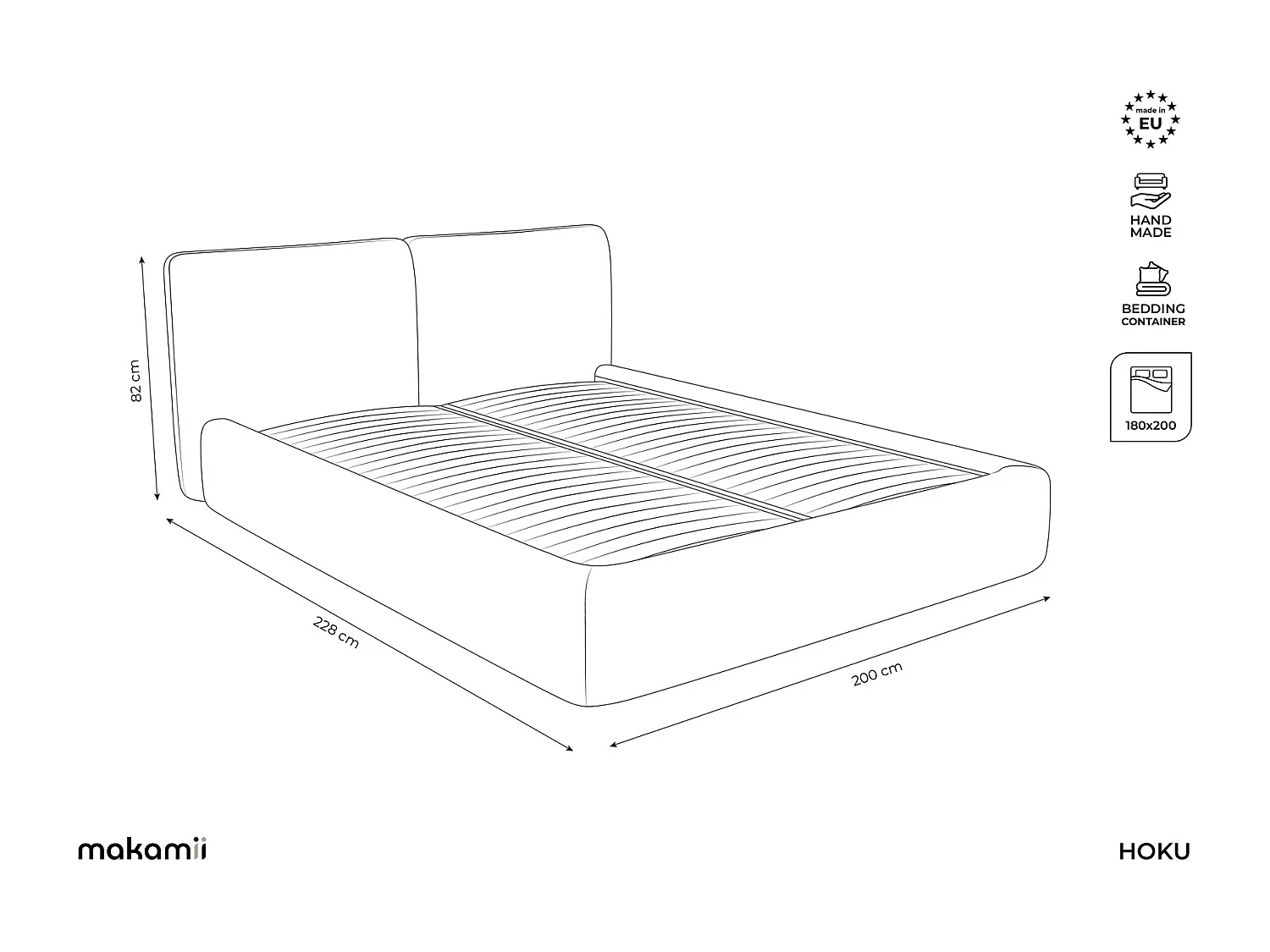 Cama com espaço de arrumação 180x200 cm em veludo - lavanda - HOKU