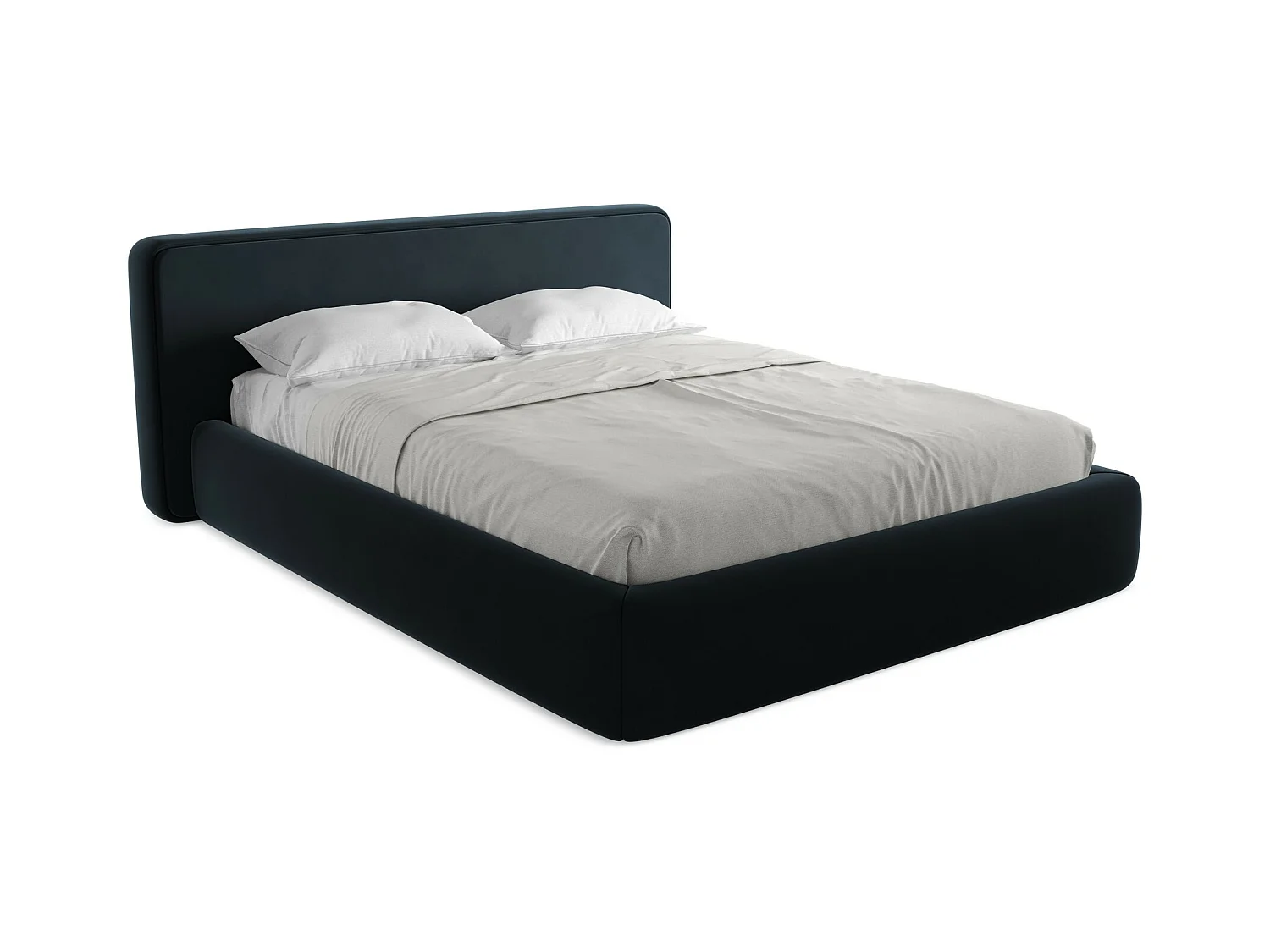 Lit coffre en velours 160 x 200 - bleu royal - KIANA
