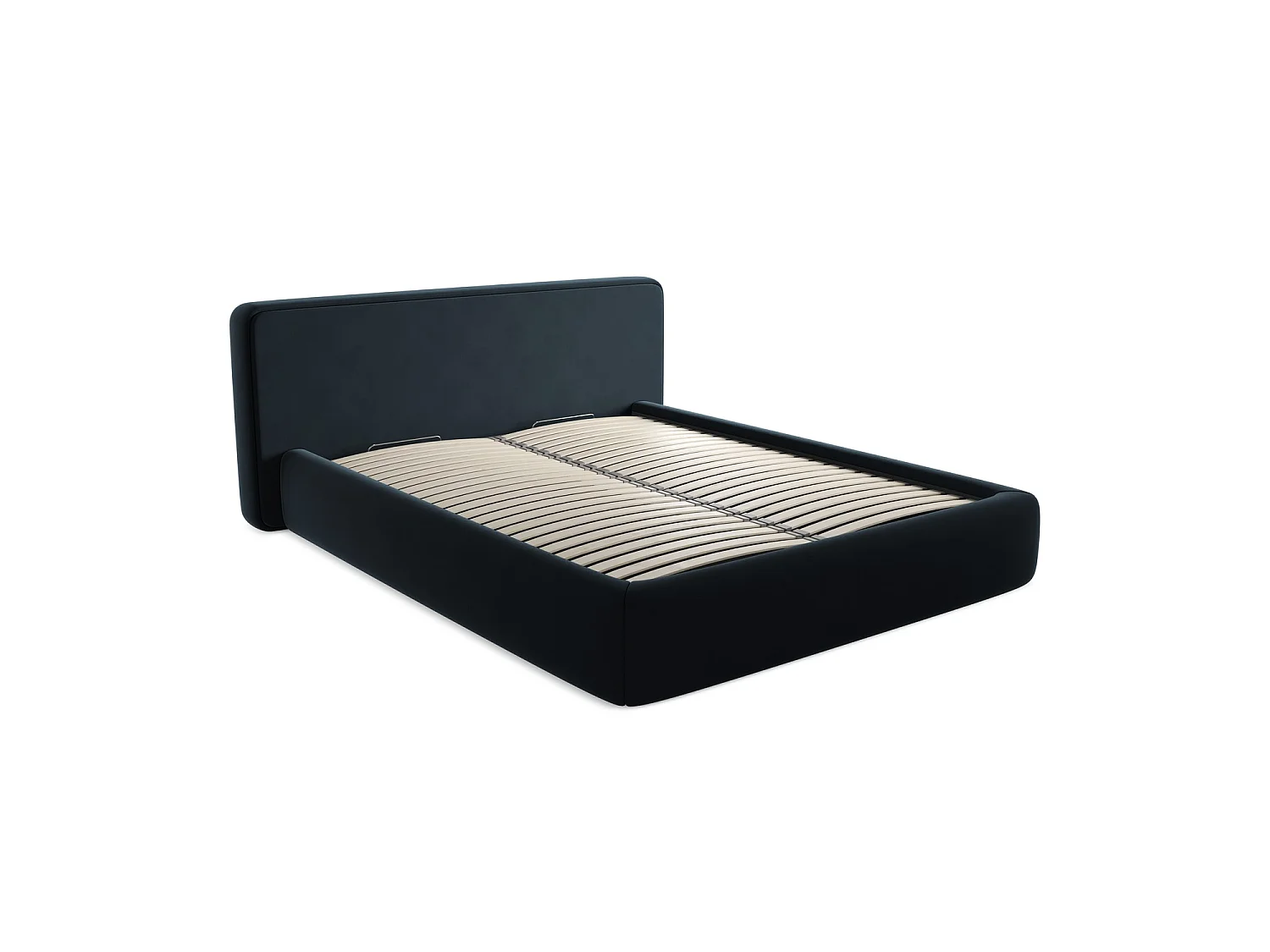 Bed met opbergruimte 200 x 225 - velours - koningsblauw - FIRENZE