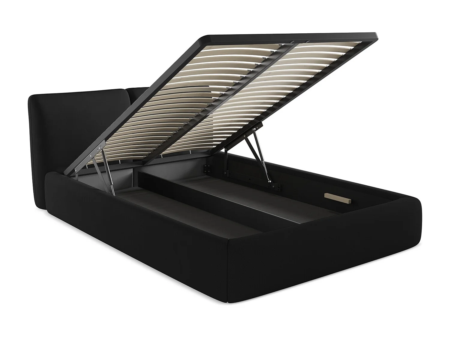 Bed met opbergruimte 160 x 228 - chenille stof - zwart - HOKU