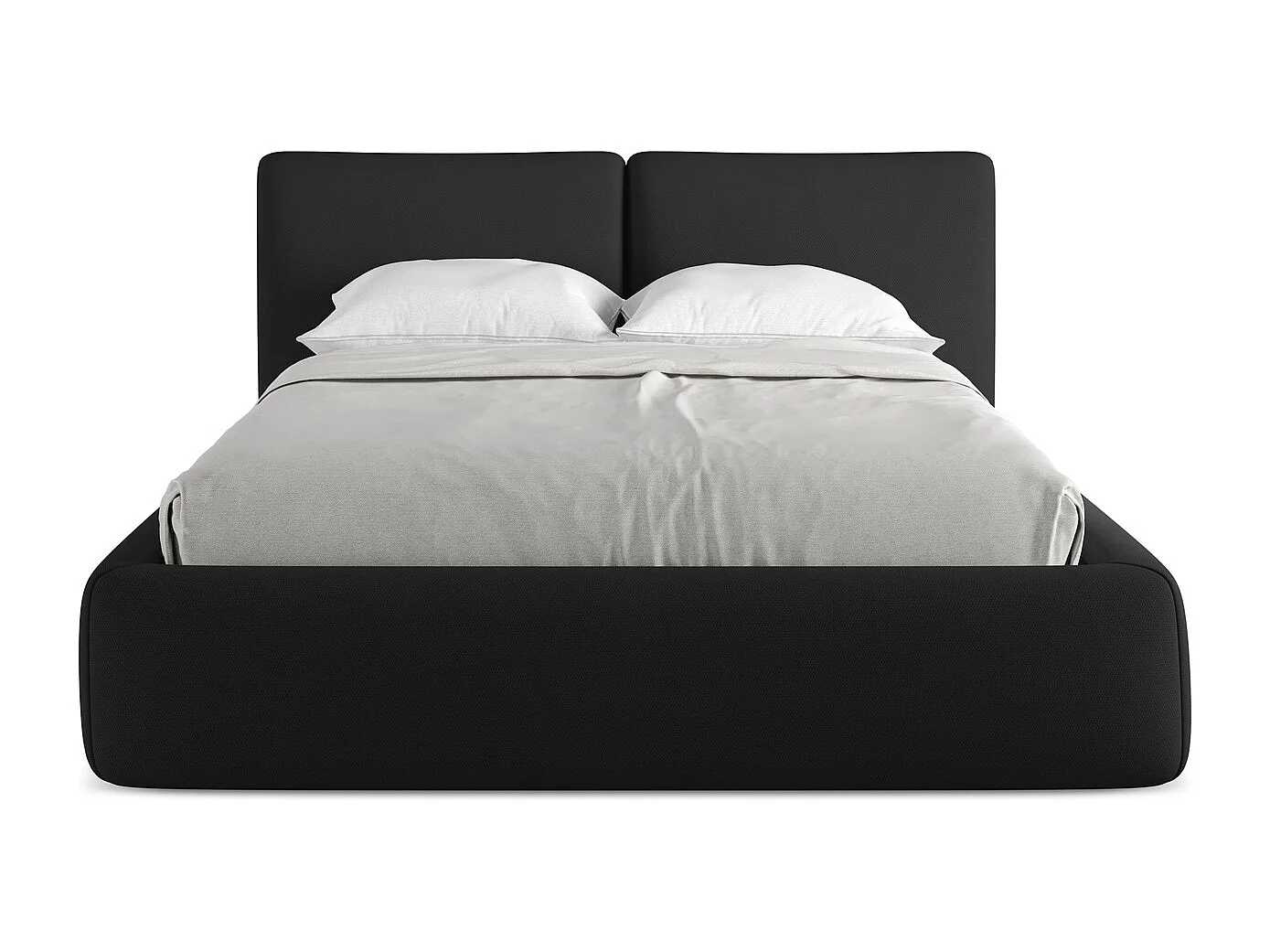Lit coffre en tissu chenille 140 x 200 - noir - HOKU