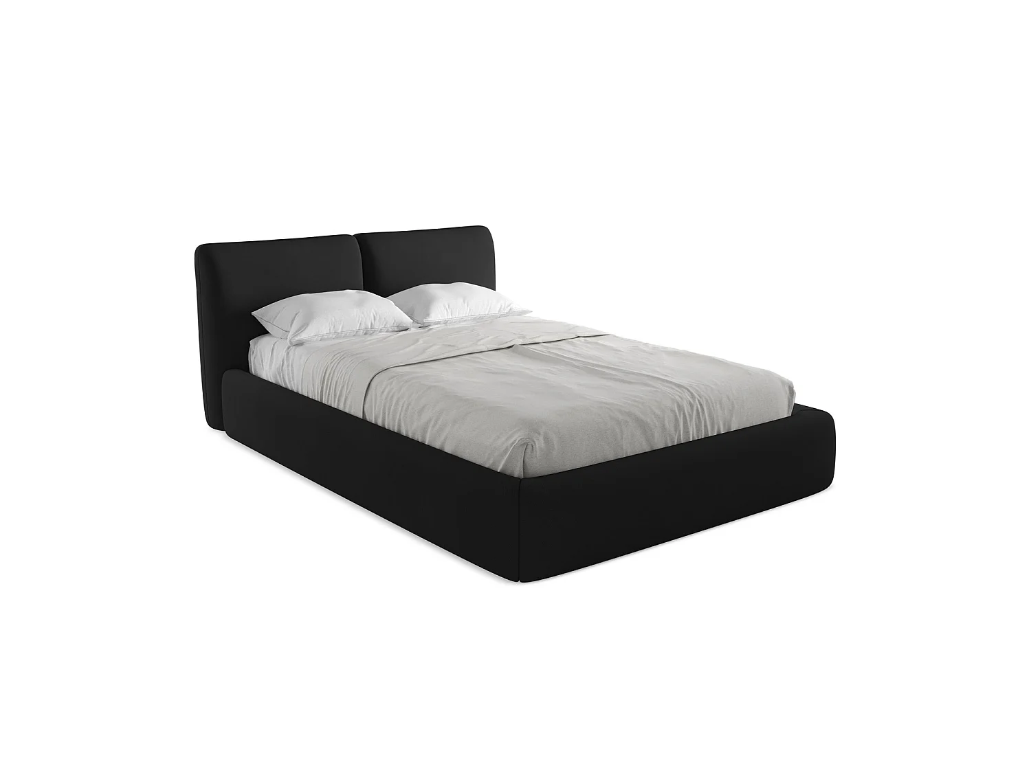 Bett mit Bettkasten - 160 x 228 - Chenille - Schwarz - MILANO