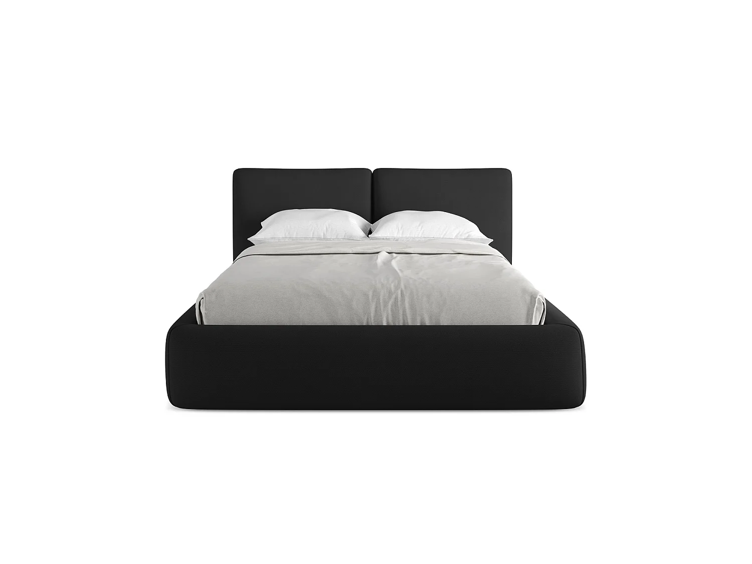 Bett mit Bettkasten - 160 x 228 - Chenille - Schwarz - MILANO