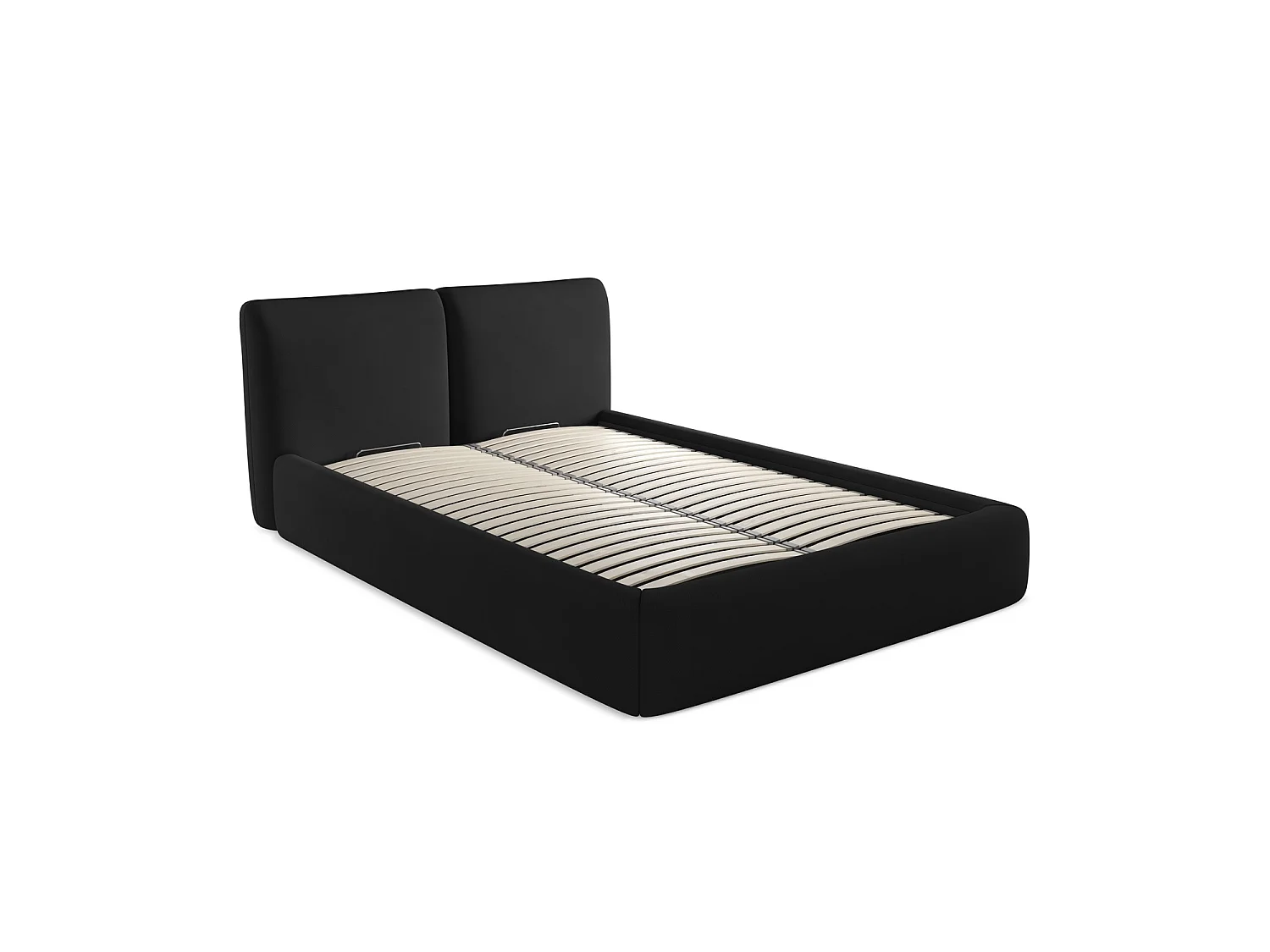 Bett mit Bettkasten - 160 x 228 - Chenille - Schwarz - MILANO