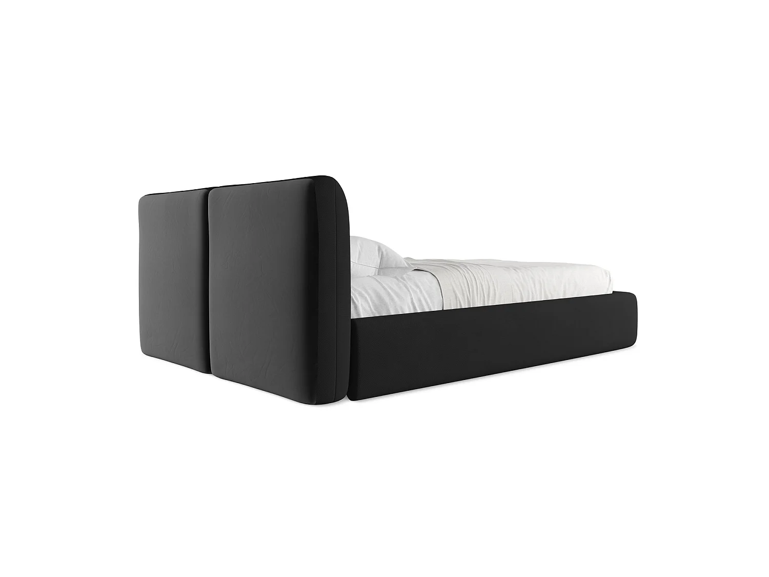 Bett mit Bettkasten - 160 x 228 - Chenille - Schwarz - MILANO