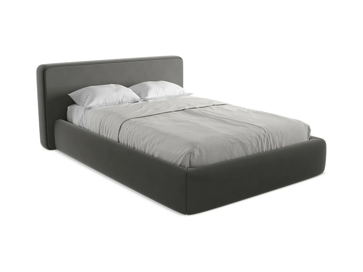 Bed met opbergruimte 180 x 225 - velours - staal - KIANA