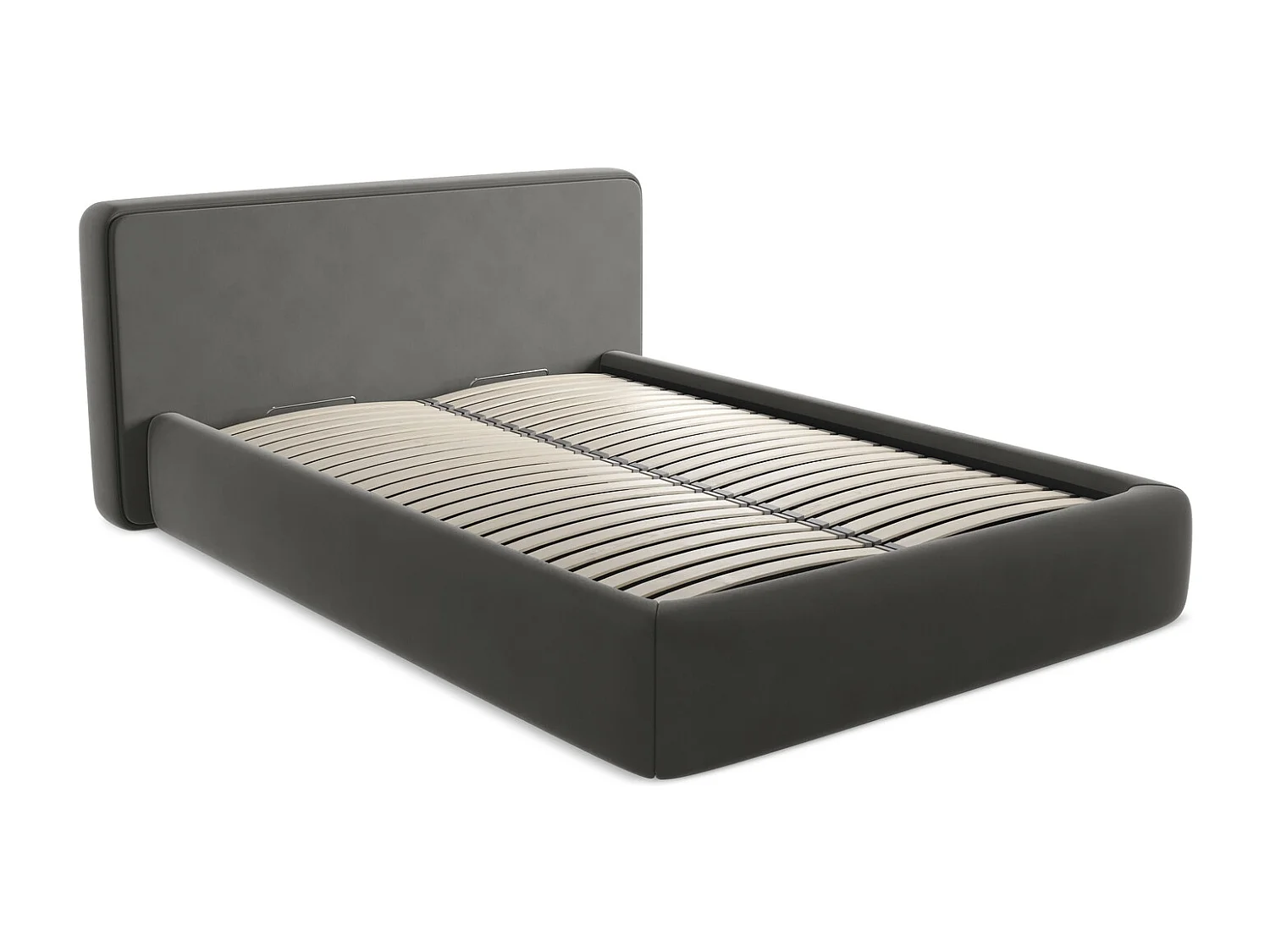 Lit coffre en velours 140 x 200 - acier - KIANA