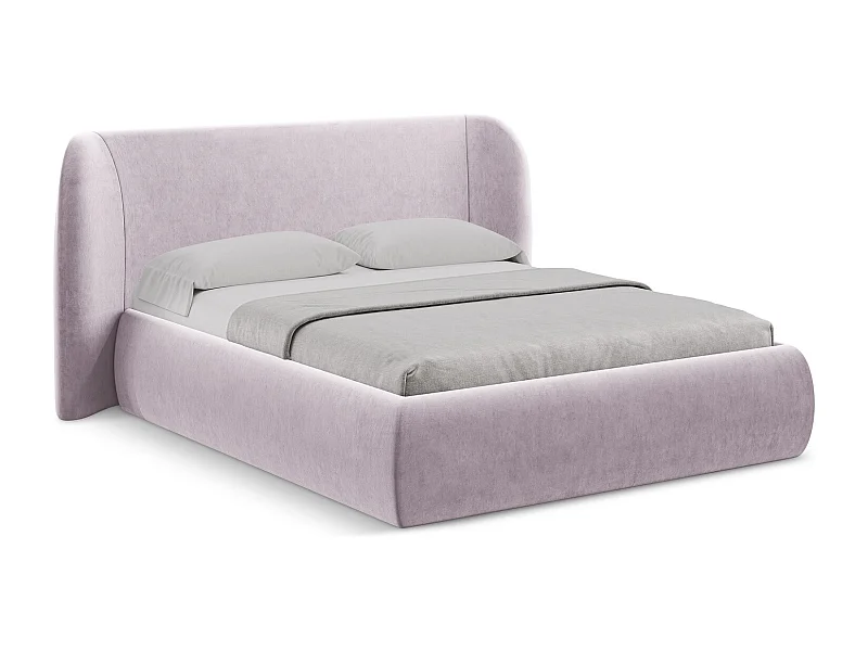 Bett mit Bettkasten - 210 x 215 - Samt - Lavendel - HAUKE