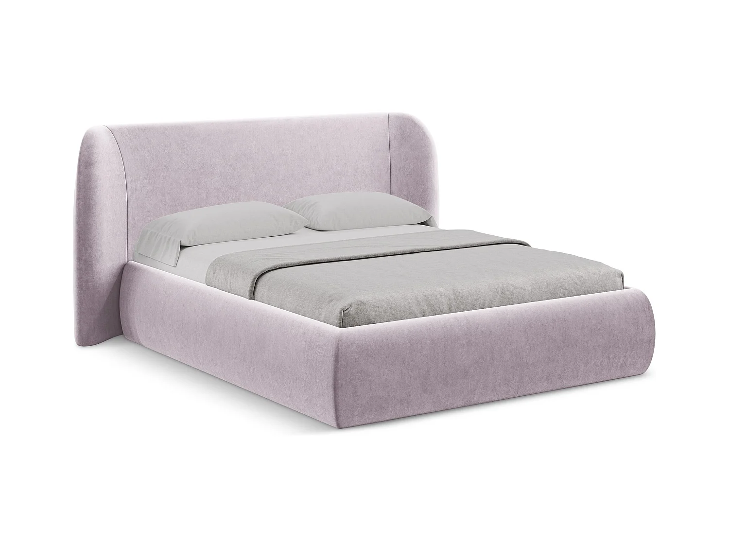 Bett mit Bettkasten - 210 x 215 - Samt - Lavendel - HAUKE