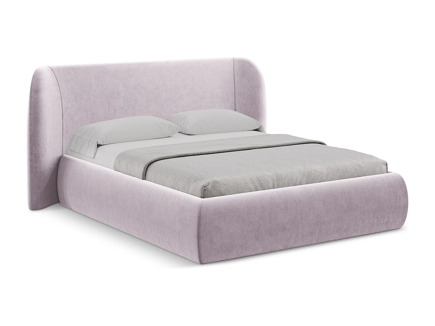 Bett mit Bettkasten - 210 x 215 - Samt - Lavendel - HAUKE