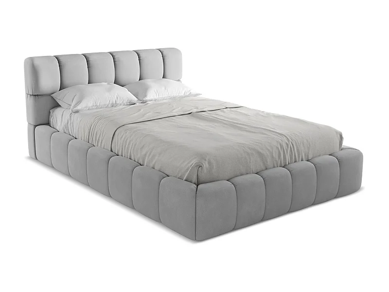 Bed met opbergruimte 160 x 228 - chenille stof - lichtgrijs - NALU