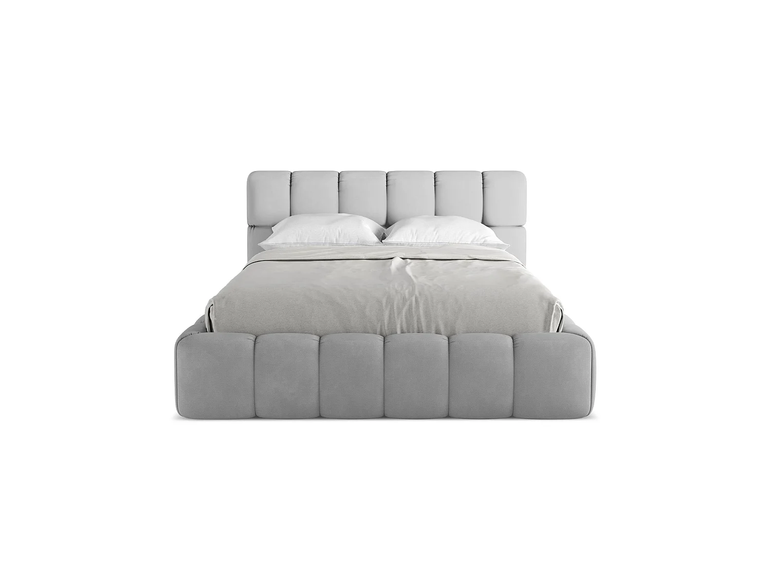 Lit coffre en tissu chenille 160 x 228 - gris clair - ROMA