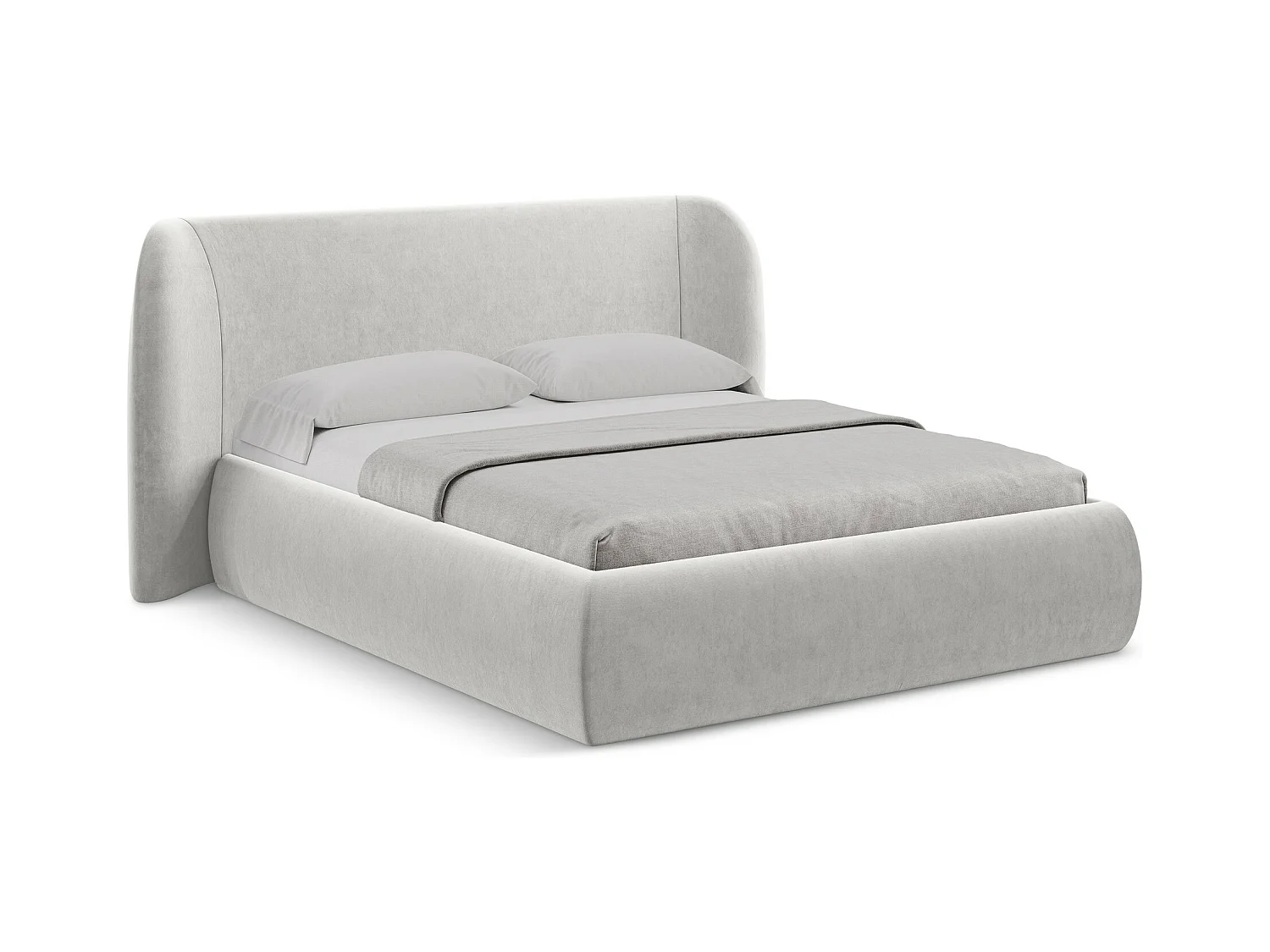 Lit coffre en velours 140 x 200 - argent - HAUKE