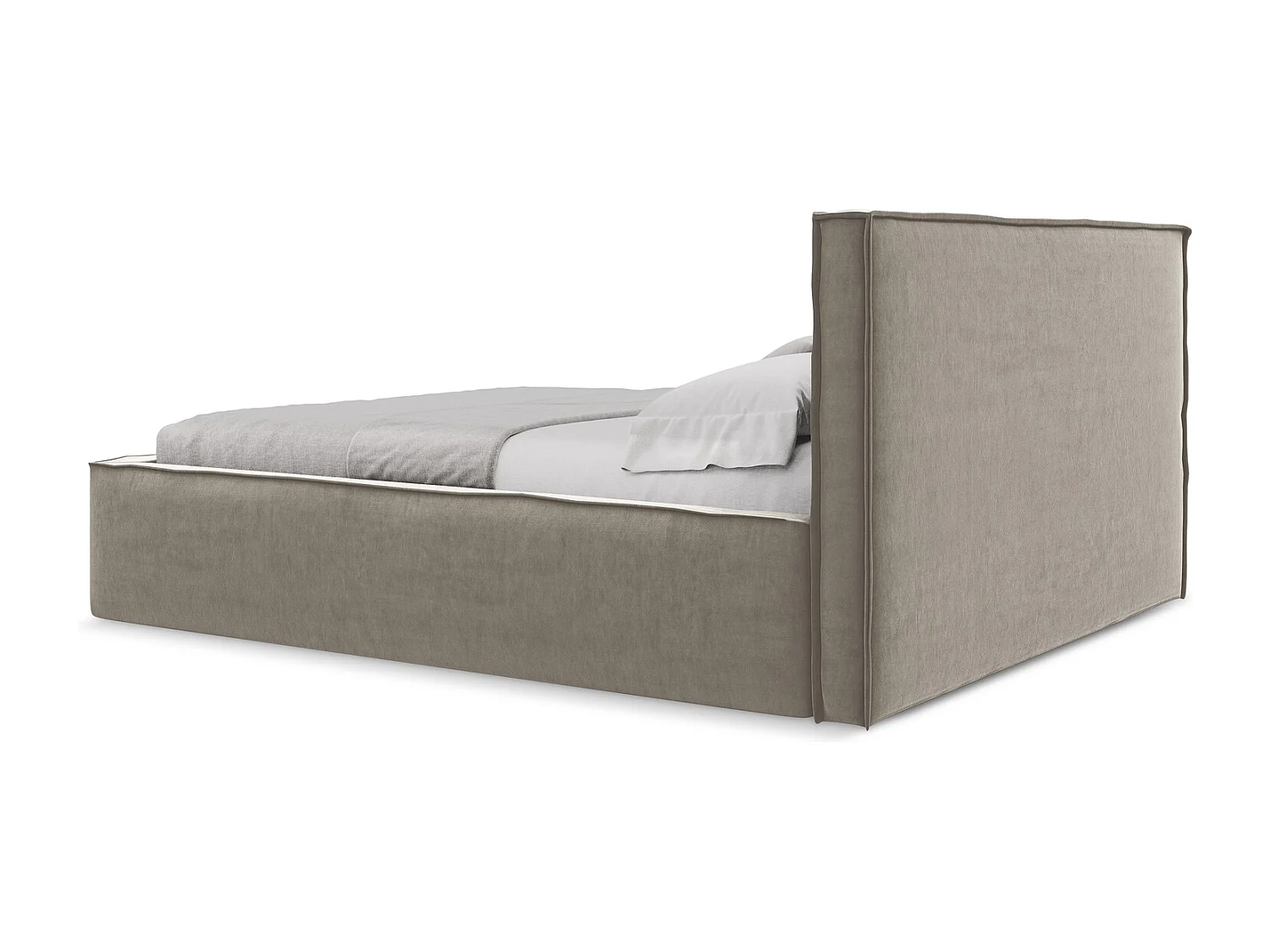 Bett mit Bettkasten - 200 x 228 - Samt - Taupe - ANANI