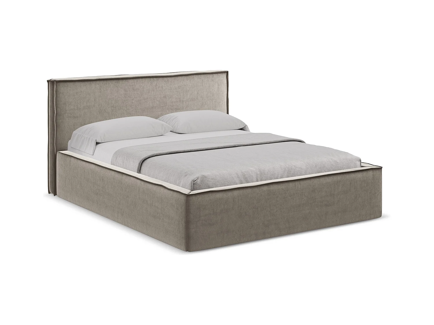 Bett mit Bettkasten - 200 x 228 - Samt - Taupe - ANANI