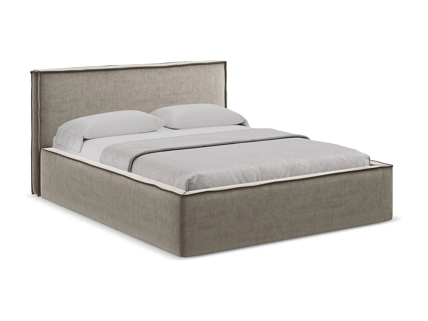 Lit coffre en velours 180 x 200 - taupe - ANANI